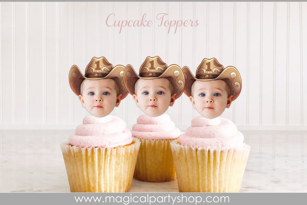 Rodeo Cupcake Birthday Cupcake Toppers | Photo Cupcake Toppers | Cowboy Party | Cowboy Birthday |  Wild West First Rodeo Party Decorations