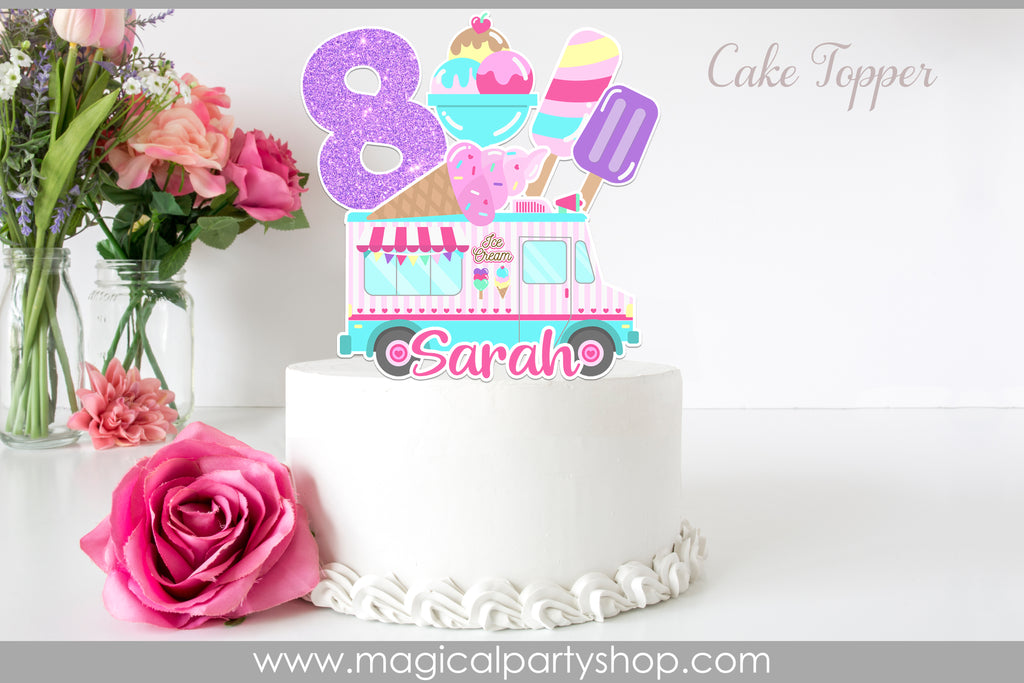 Ice Cream Birthday Cake Topper | Sprinkles Theme | Ice Cream Theme | Candyland Cake Topper |  Ice Cream Party Cake Topper