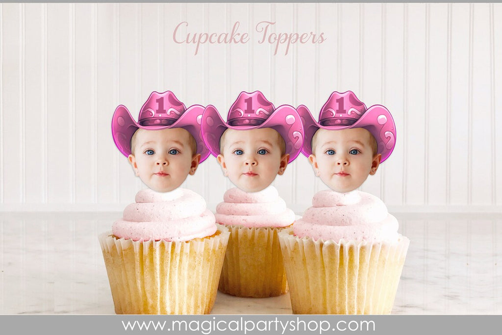 Rodeo Cupcake Birthday Cupcake Toppers | Photo Cupcake Toppers | Cowgirl Party | Cowgirl Birthday |  Wild West First Rodeo Party Decorations