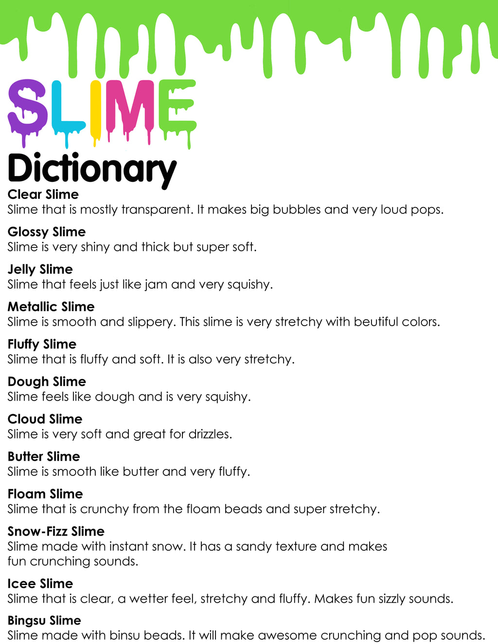Slime Dictionary