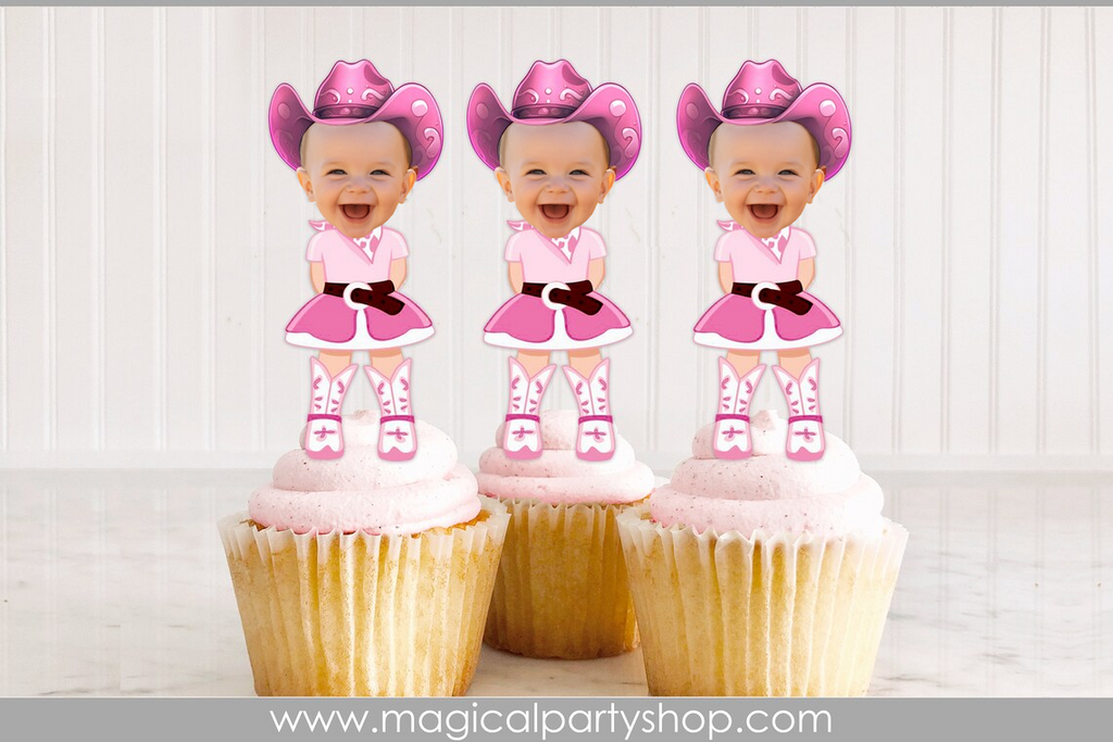 Rodeo Cupcake Birthday Cupcake Toppers | Photo Cupcake Toppers | Cowgirl Party | Cowgirl Birthday |  Wild West First Rodeo Party Decorations