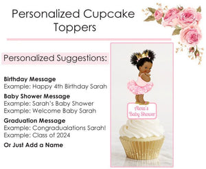 Baby Shower Cupcake Toppers Candyland Rainbow Baby Girl | Vintage Baby Girl African American