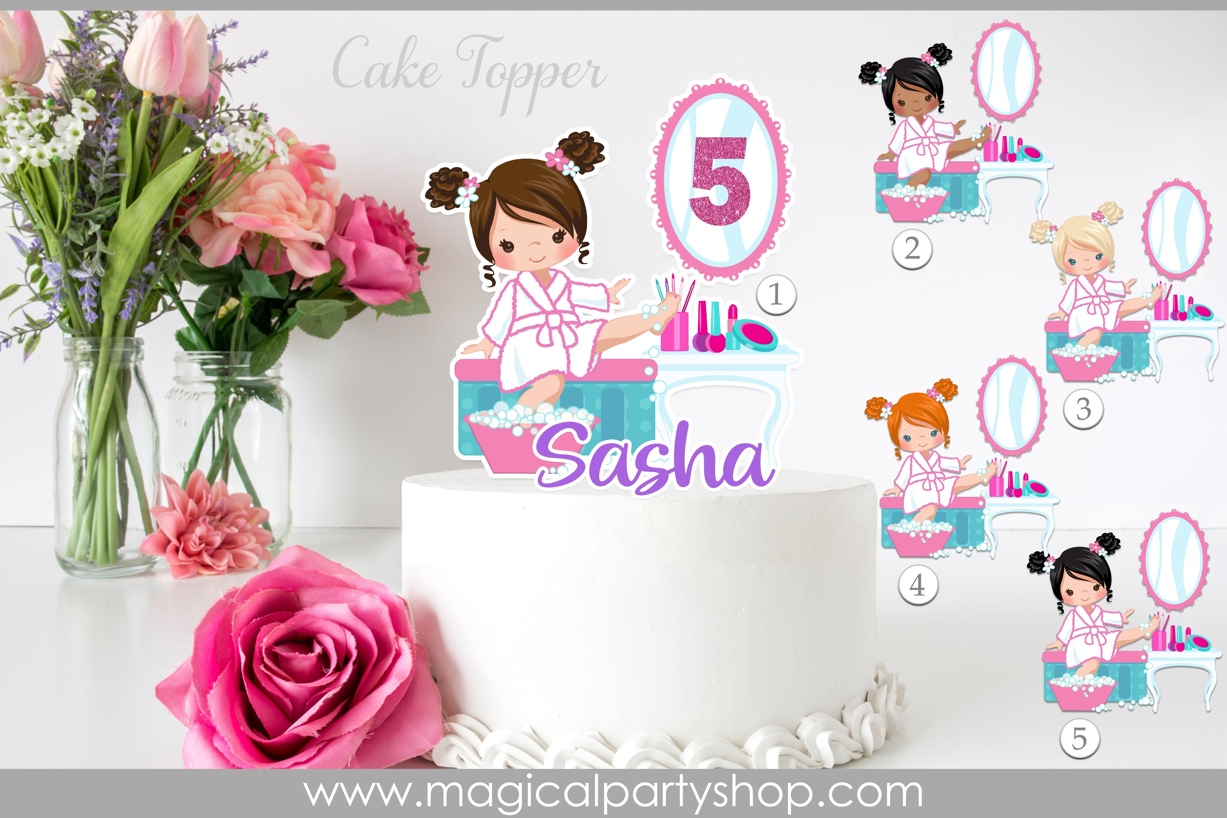 Spa Cake topper | Spa cake topper set | Spa party | Spa party decor | cake topper for girl
