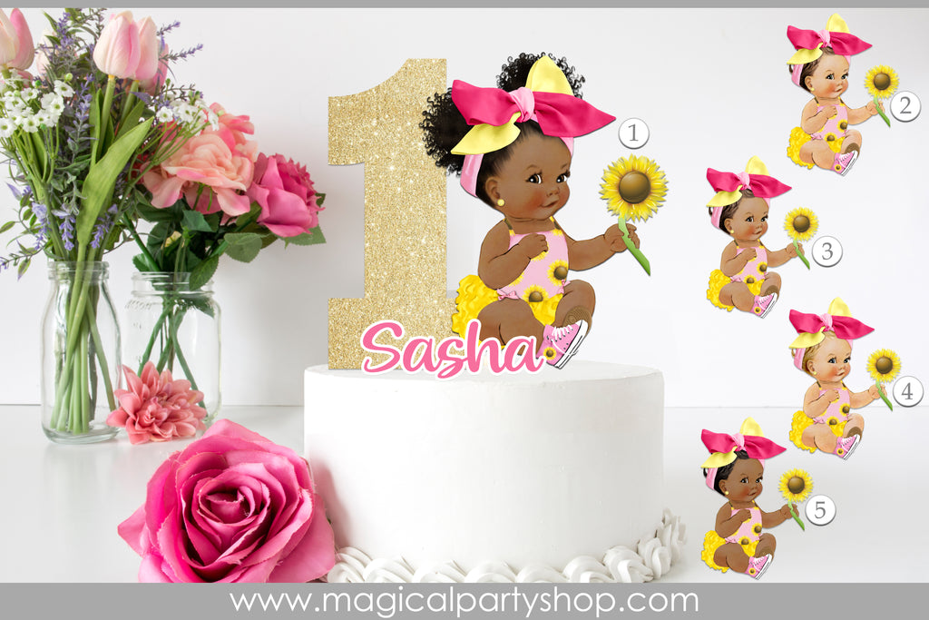 Sunflower | African American Baby |  Afro Puff Baby |  Baby Shower |  1st Birthday Party |  Princess Party |  Royal Event | Sunflower Baby