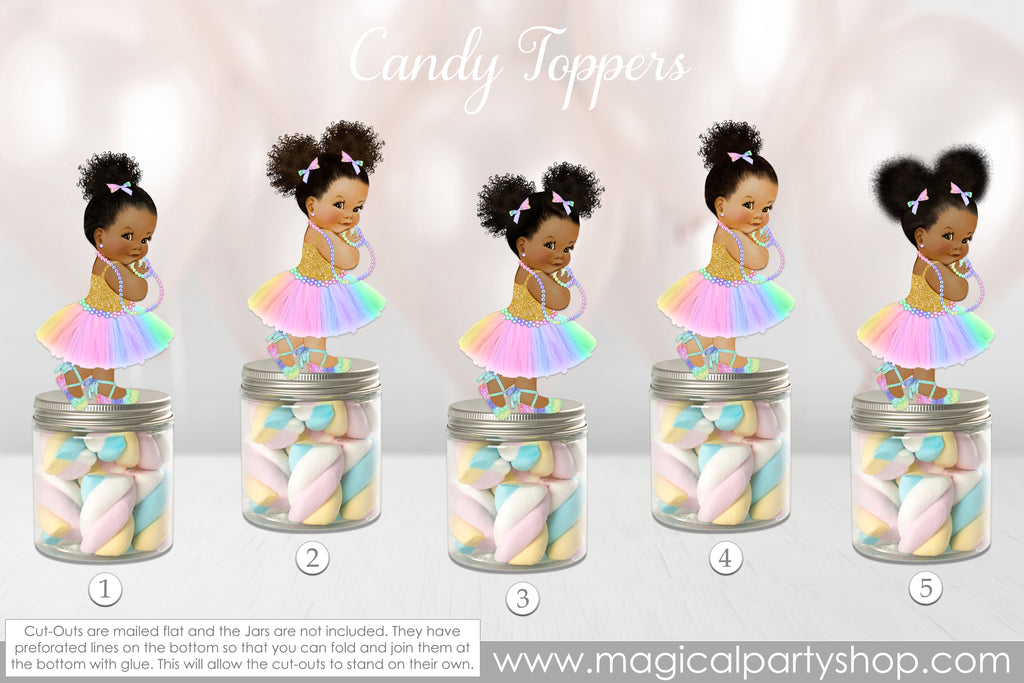 Baby Shower Party Favors | Princess Pastel Rainbow Colors Tutu Sneakers | Vintage Baby Girl African American