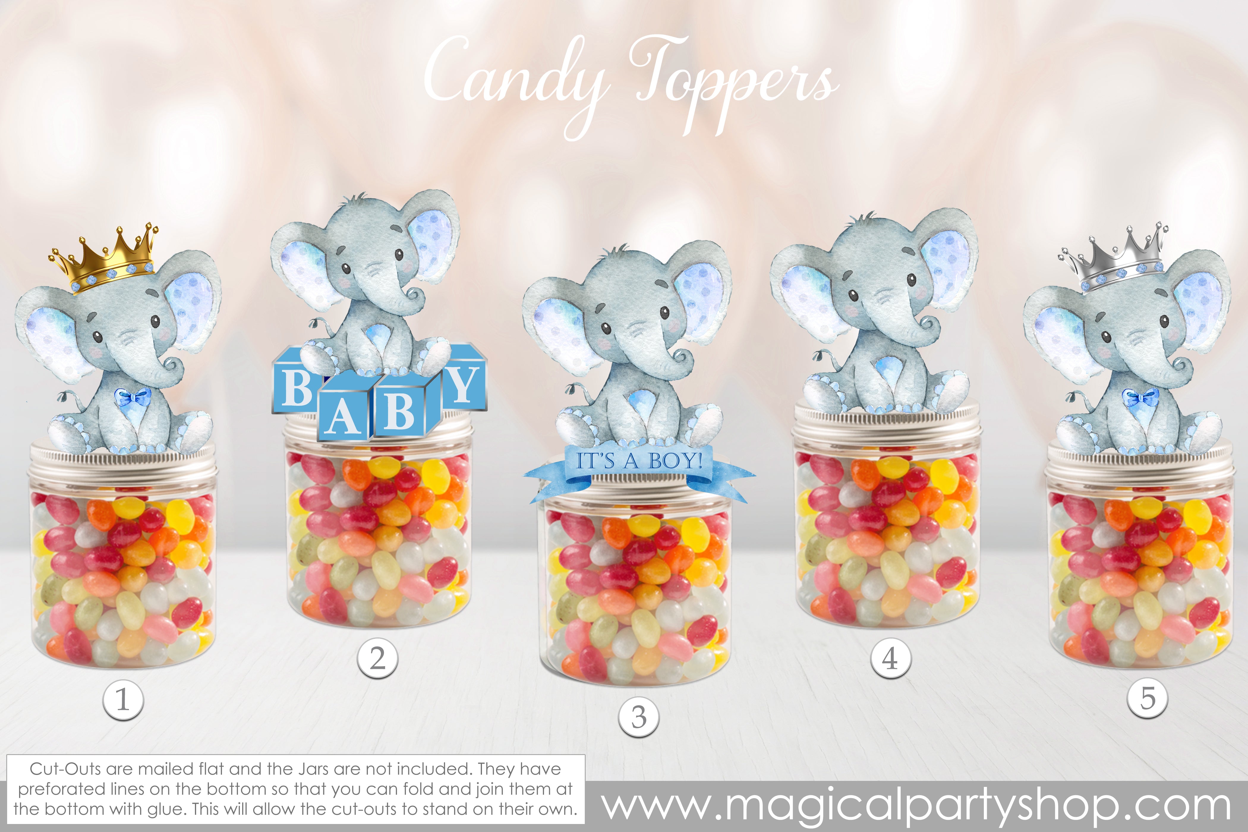 Elephant Baby Shower Party Favors | Blue Elephants | Baby Boy Elephants