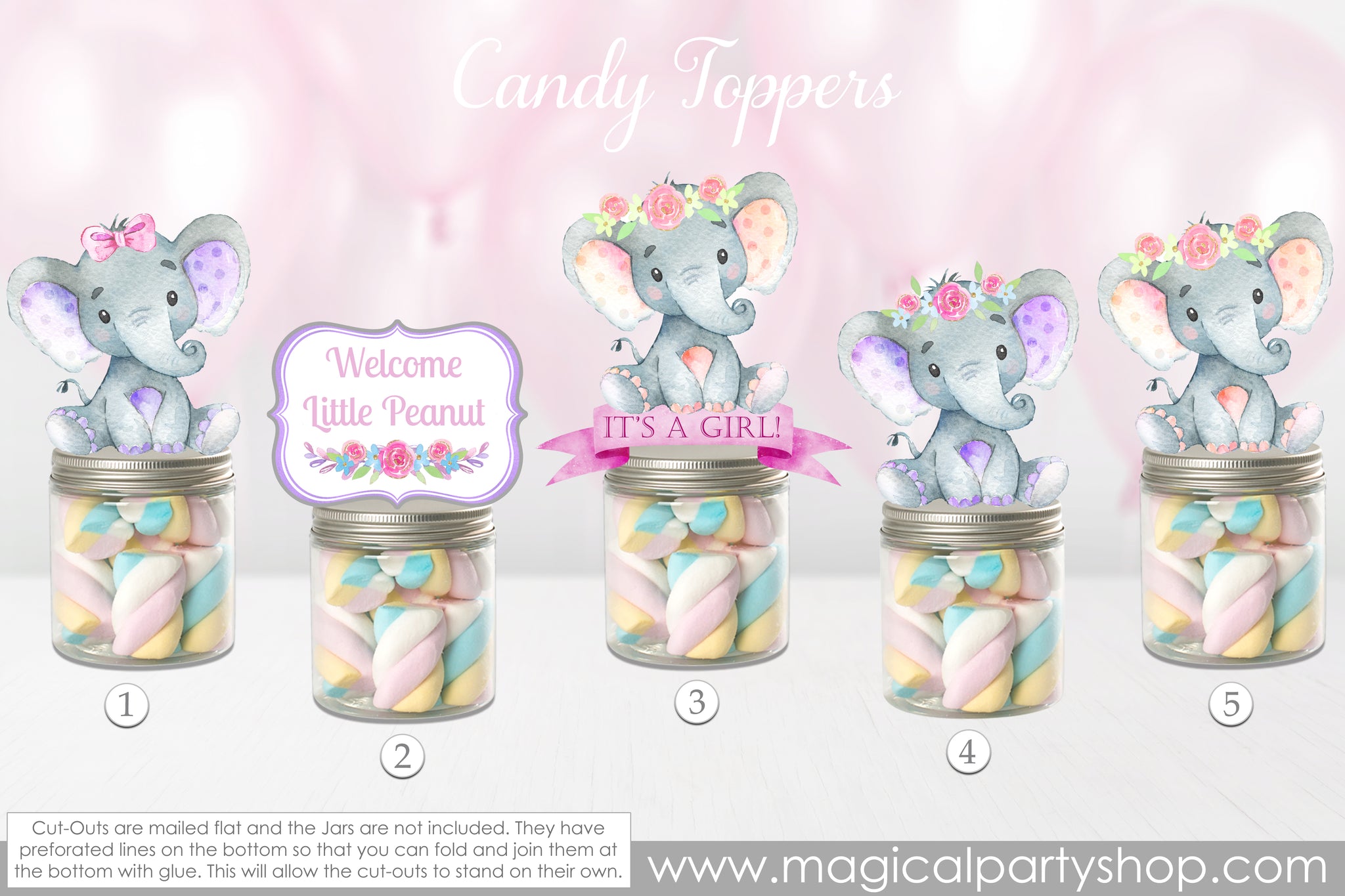 Mason Jar Baby Shower Decorations With Pink Elephants Elephant