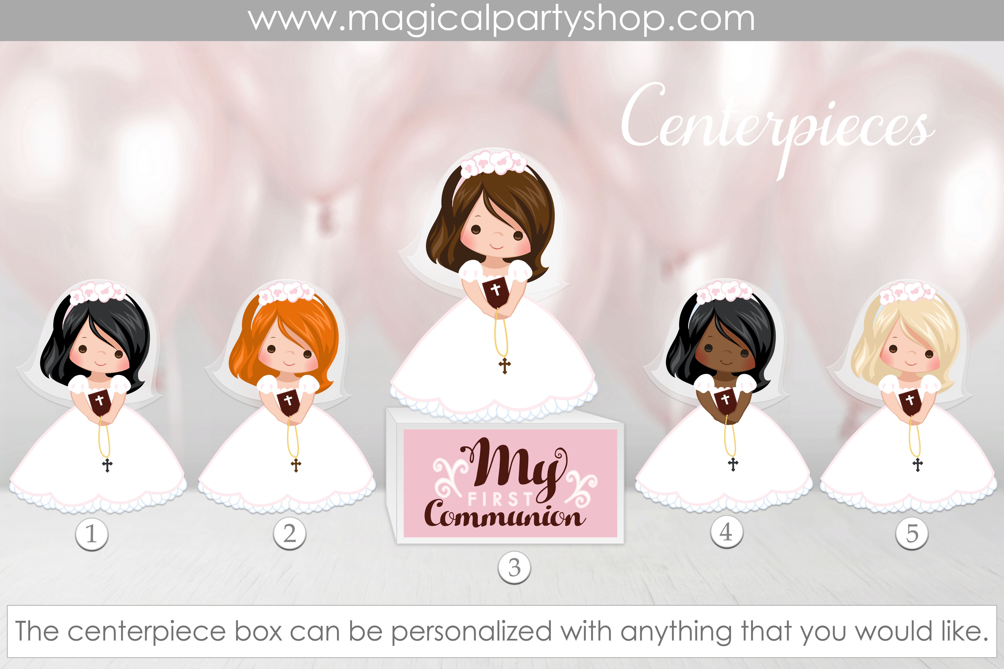 First Communion Girls | Communion Centerpieces | Bible, Rosary, Veil. First Communion Party | Short Hair
