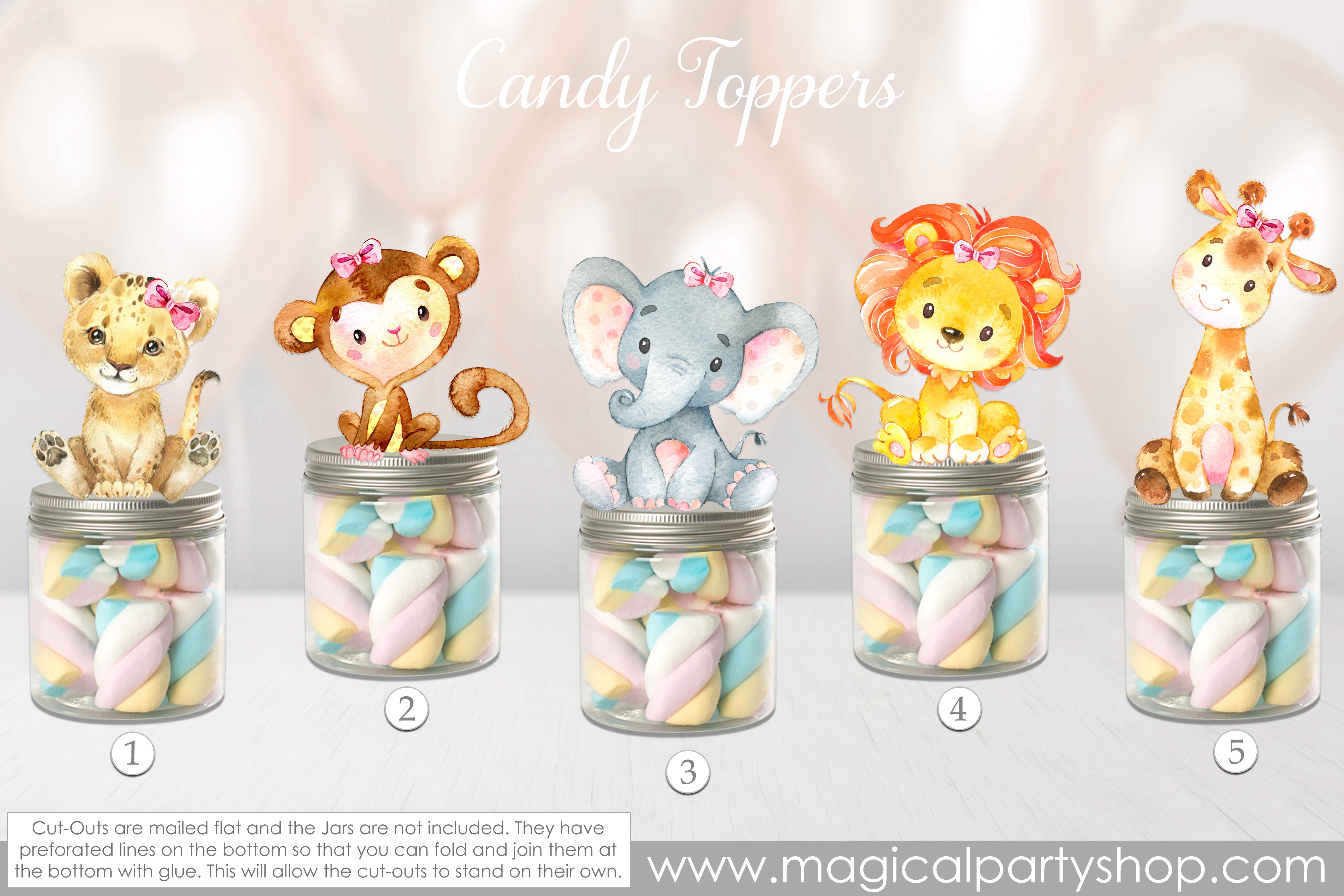 Baby Girl Elephant, Giraffe, Lion Baby Shower Party Favors | Safari Animal Party | Baby Animals | Party Favors