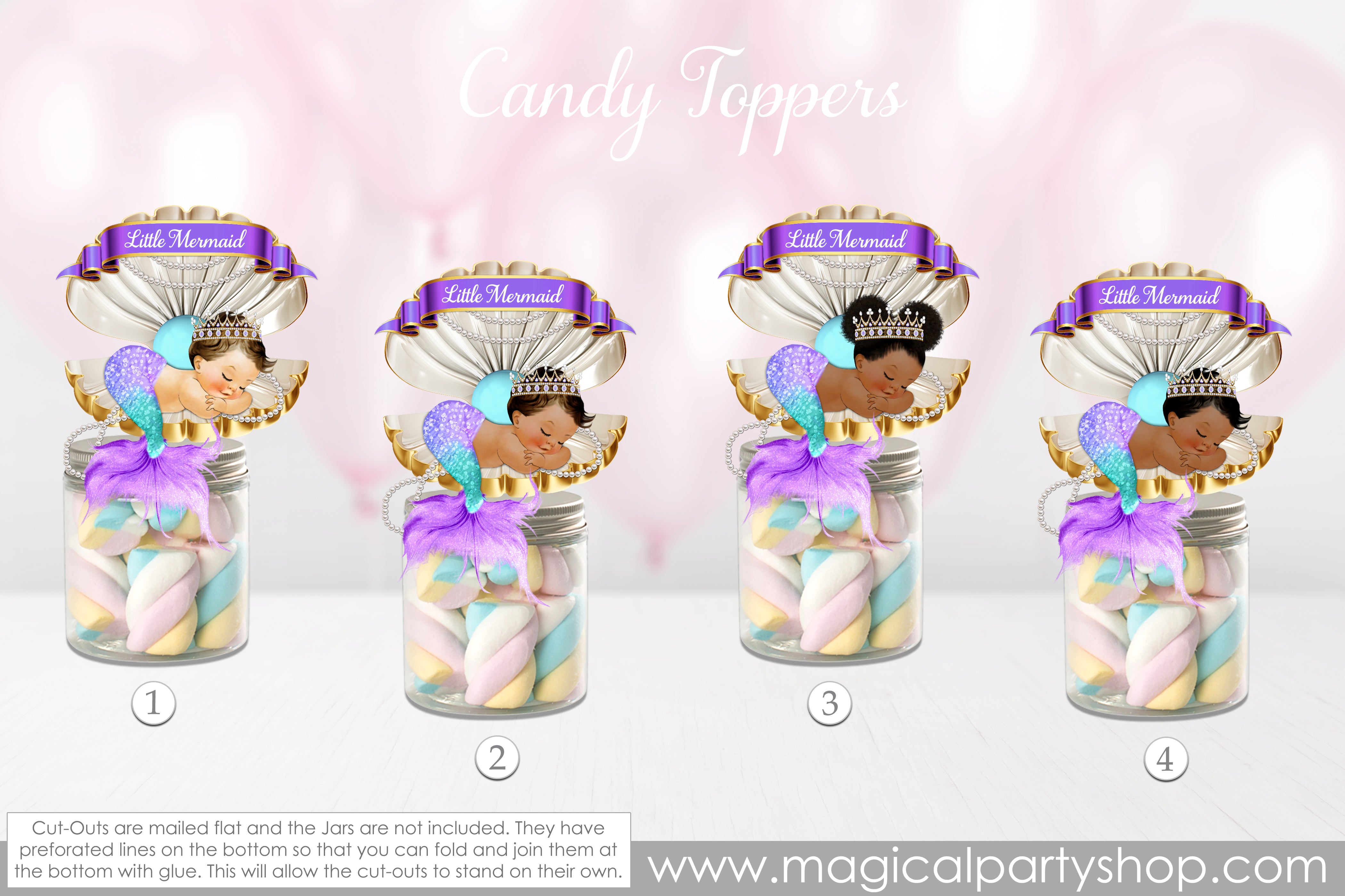 Baby Shower Party Favors | Mermaid Purple and Gold | Mermaid | Mermaid Birthday | Vintage Baby Girl African American