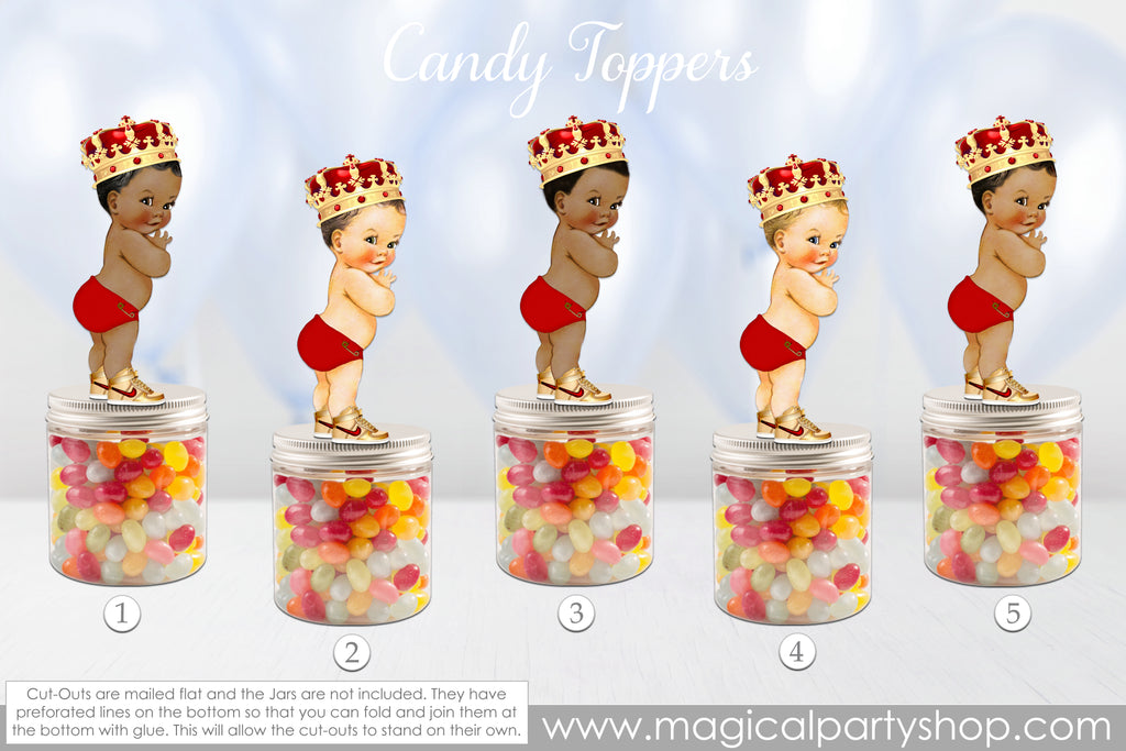 Baby Shower Party Favors | Red and Gold Prince| Vintage Baby Boy African American