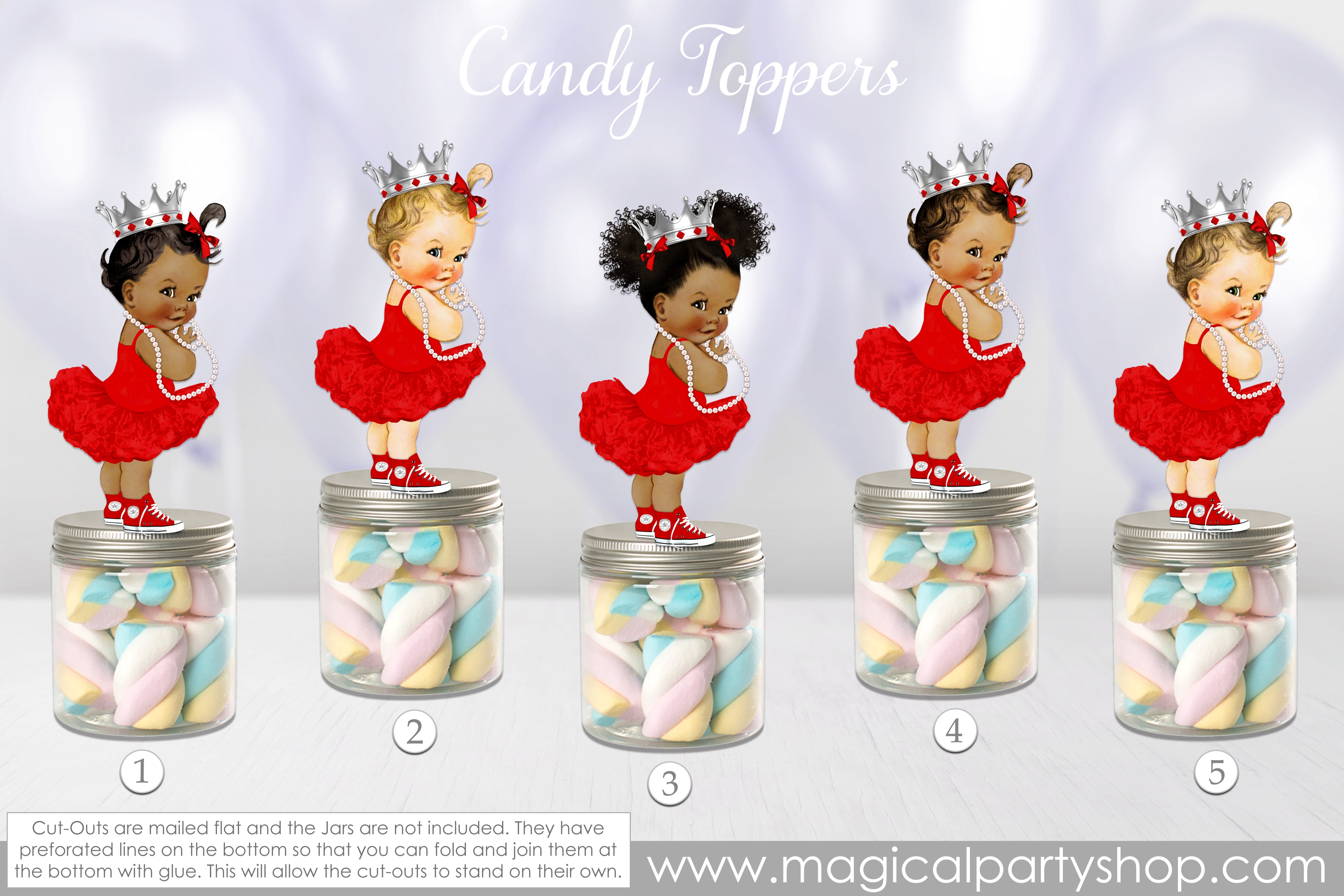 Baby Shower Party Favors | Princess Silver and Red Ruffles | Vintage Baby Girl African American