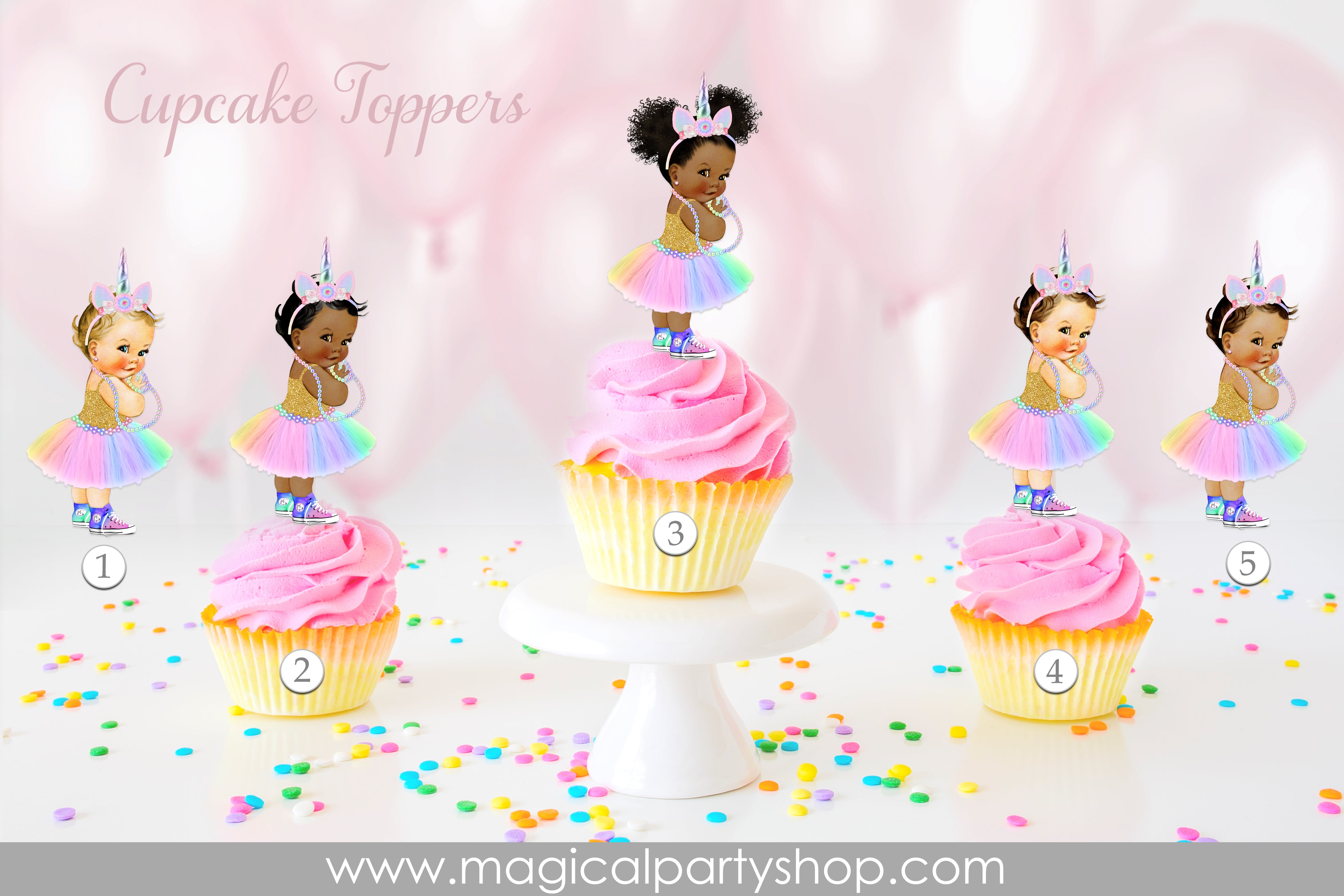 Vintage Unicorn Baby Cupcake toppers Princess Vintage baby
