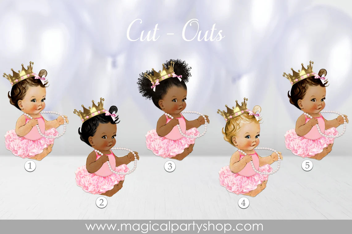 Baby Shower Centerpiece Princess Ballerina Gold Crown Tutu | Vintage Baby Girl African American