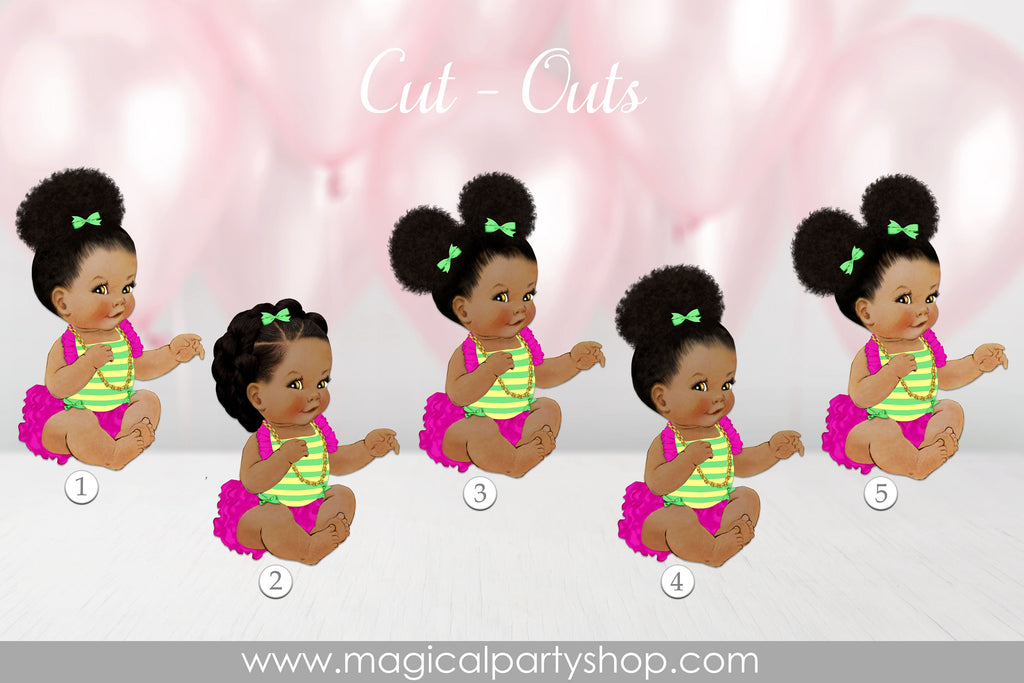 Princess Baby Girl | African American | Girl Princess Baby Shower Cupcake Toppers | Pink Princess Centerpiece | Fresh Baby Princess