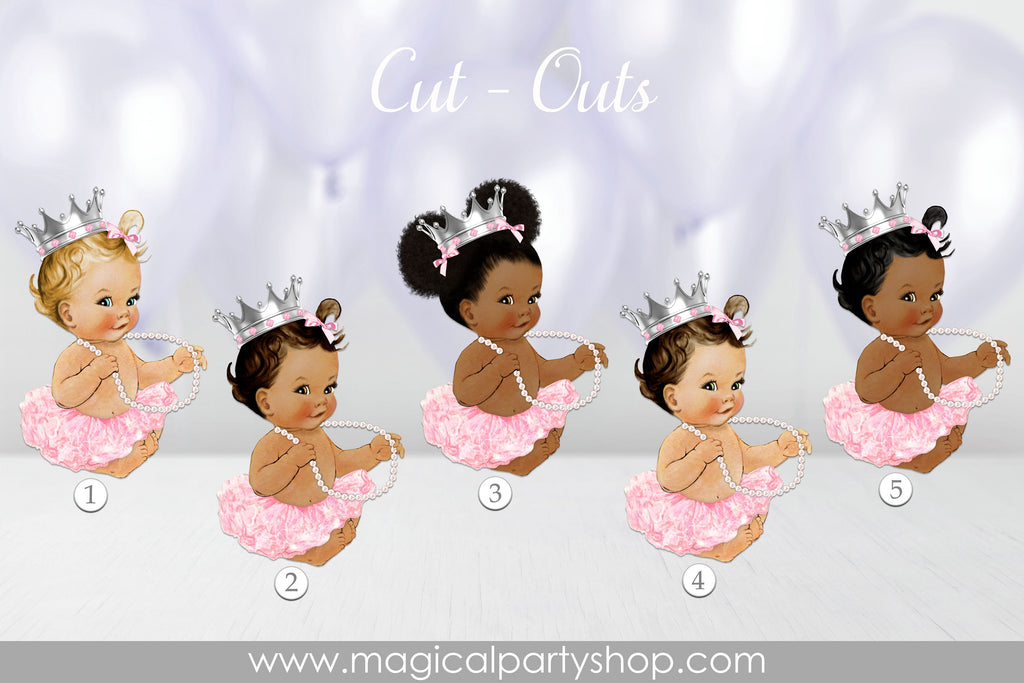 Baby Shower Centerpiece Princess Ballerina Silver Crown Tutu | Vintage Baby Girl African American