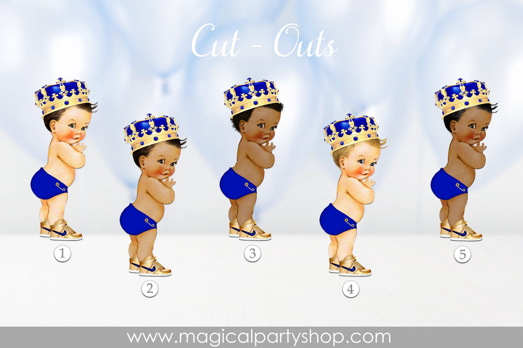 Royal Blue Prince African American | Royal Blue Baby Shower Cupcake Toppers | Royal Blue Prince Centerpiece