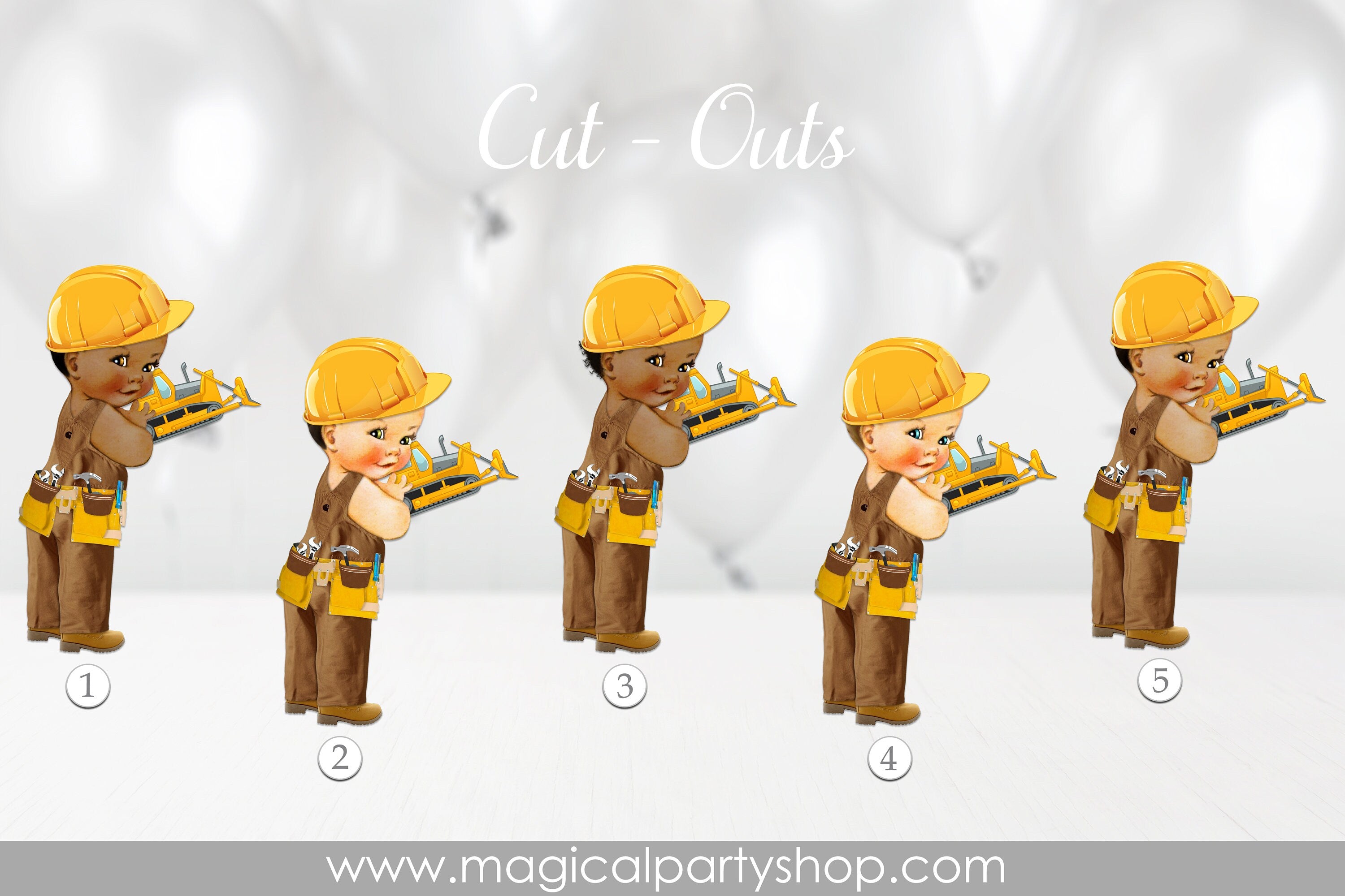 Construction African American | Construction  Baby Shower Cupcake Toppers | Construction  Prince Centerpiece | Construction First Birthday