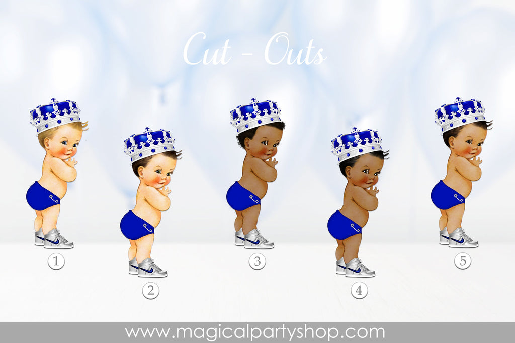 Royal Blue Prince African American | Royal Blue Baby Shower Cupcake Toppers | Royal Blue Prince Centerpiece