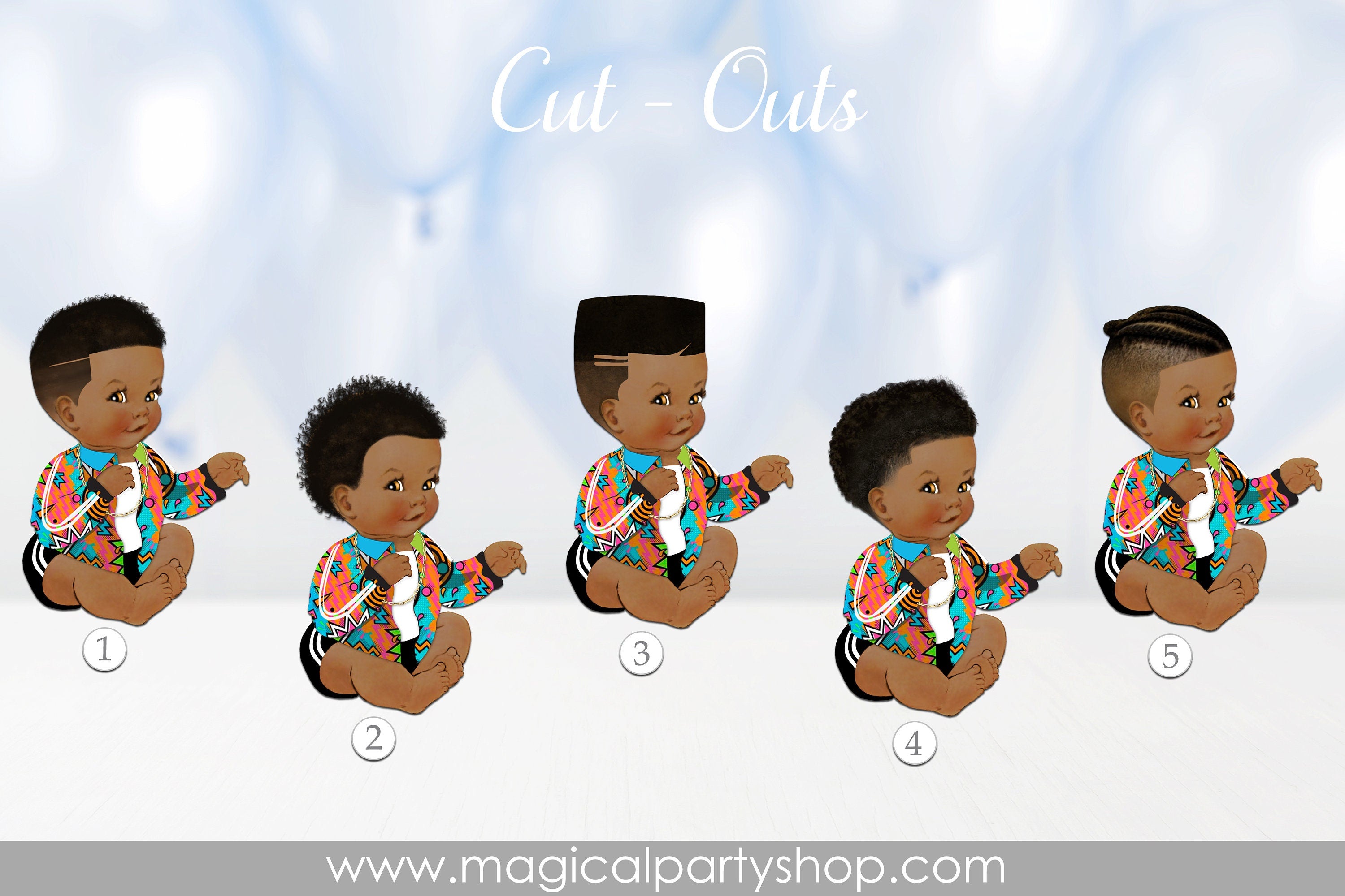 Fresh Baby | African American | Royal Blue Baby Shower Cupcake Toppers | Royal Blue Prince Centerpiece | Neon Colors | Prince Baby Shower
