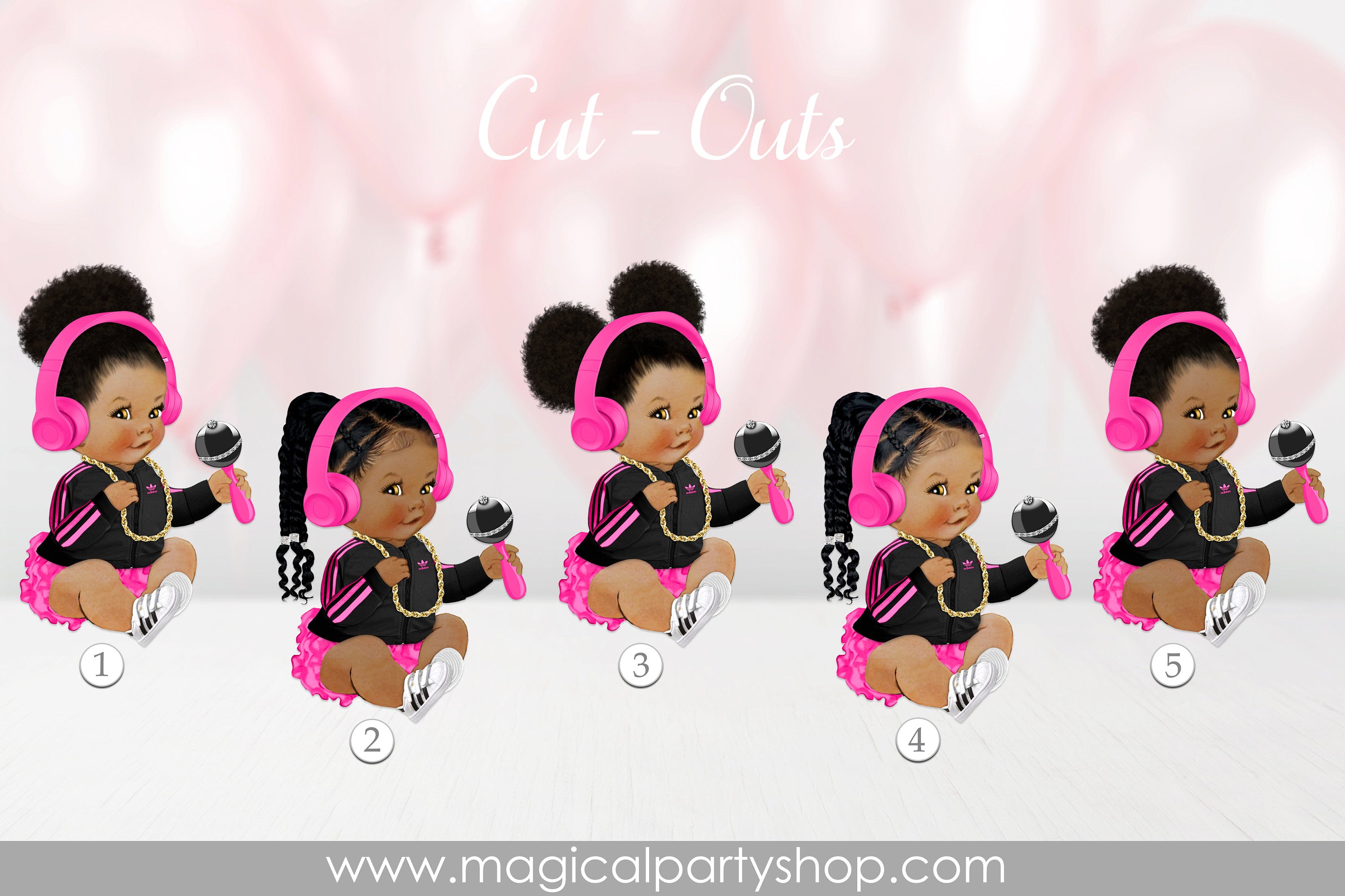 Baby Shower Centerpiece Princess Hip Hop Baby Girl | Vintage Baby Girl African American | Hip Hop Baby Shower | Black Gold Jacket DJ