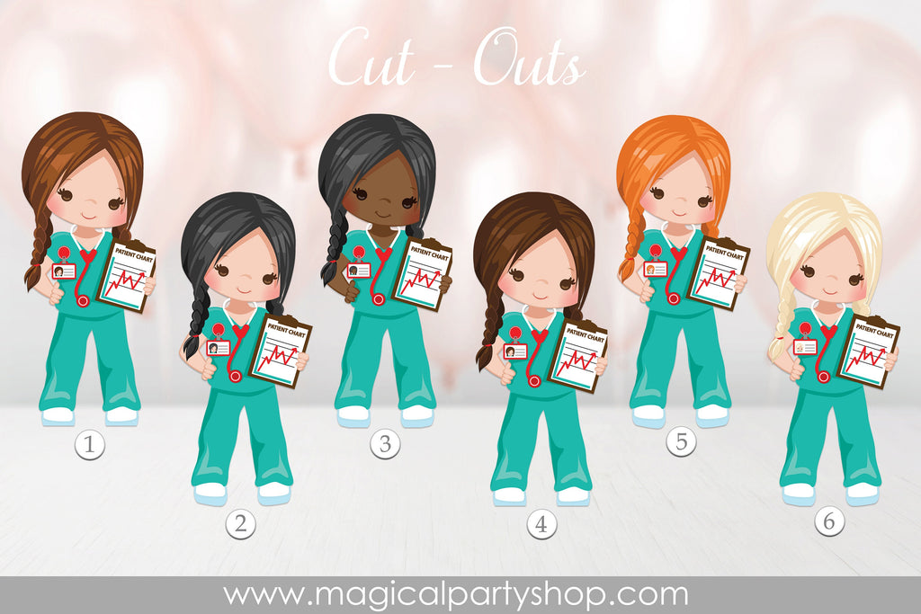 Doctors, Light Skin, Dark Skin,  black Nurse, Girl Cut-Outs | Cupcake Toppers | Quarantine | Cake Topper | Celebrate Nurses and Doctors