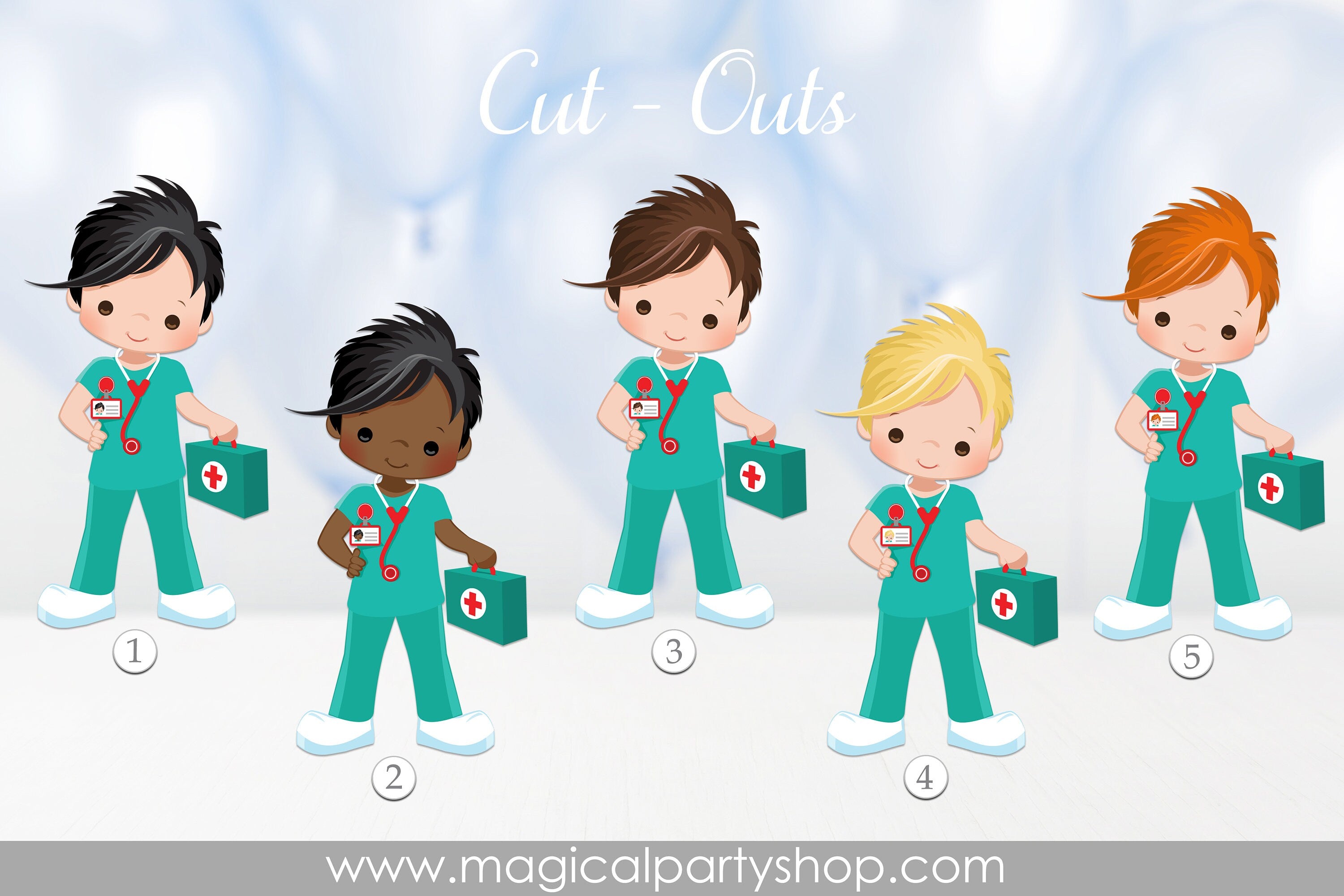 Doctors, Light Skin, Dark Skin, Black Doctor, Nurse Boy Cut-Outs | Cupcake Toppers | Quarantine | Cake Topper | Celebrate Nurses and Doctors