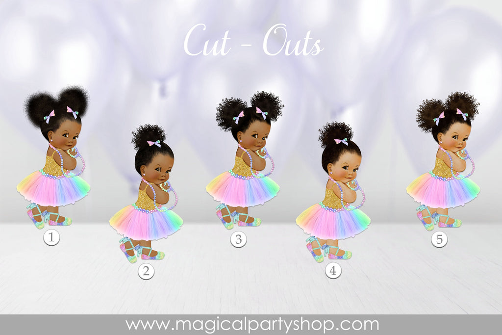 Baby Shower Centerpiece Princess Pastel Rainbow Colors Tutu | Vintage Baby Girl African American