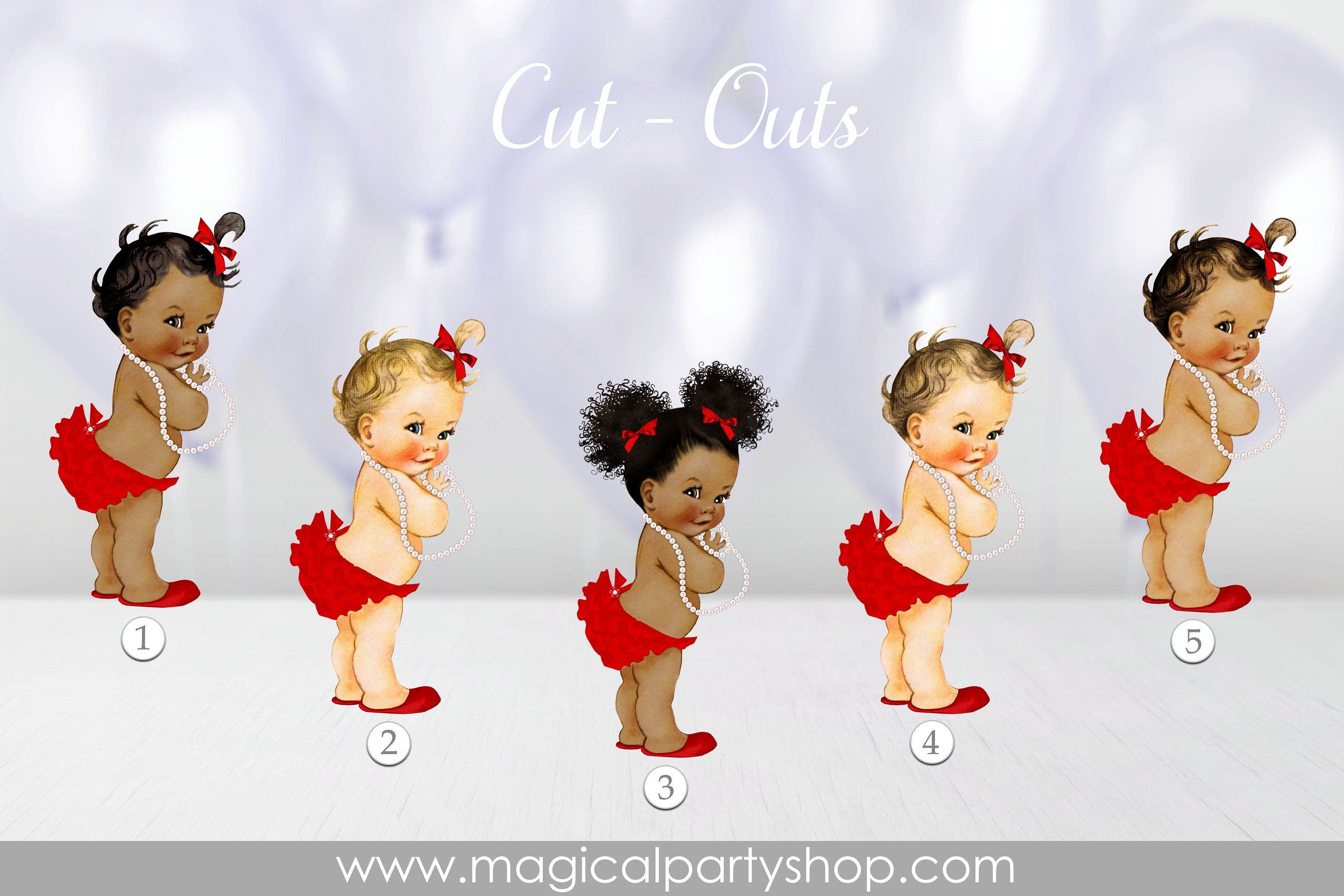 Baby Shower Centerpiece Princess Red and Ruffles | Vintage Baby Girl African American
