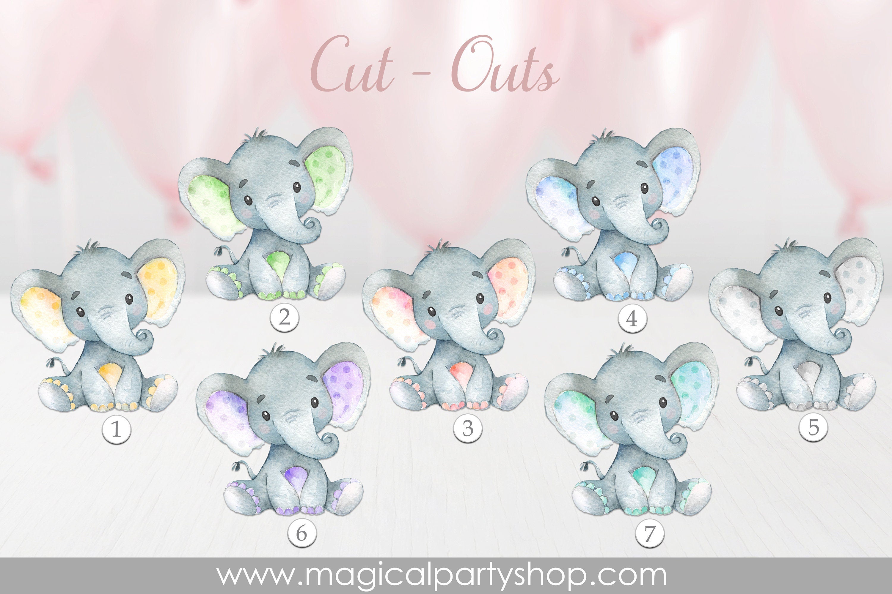 Elephant Baby Shower Centerpiece | Elephant Party Decor | Elephant Cupcake Toppers | Boy Baby Shower