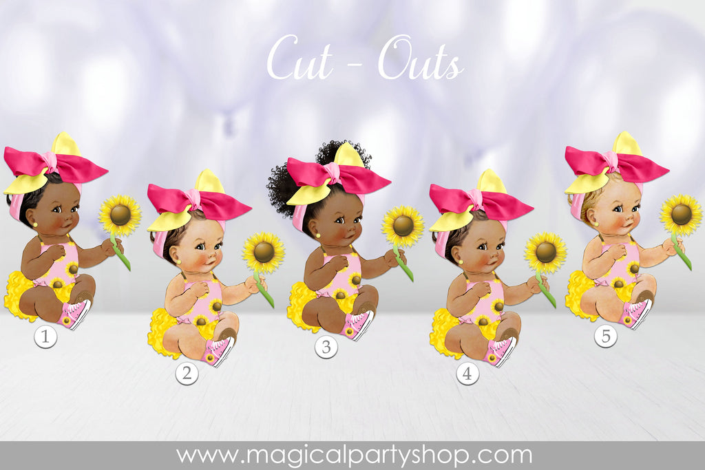 Baby Shower Centerpiece Queen Bee Princess Ruffle Pants Yellow Black Bee Wings Gold Crown | Vintage Baby Girl African American | Sitting