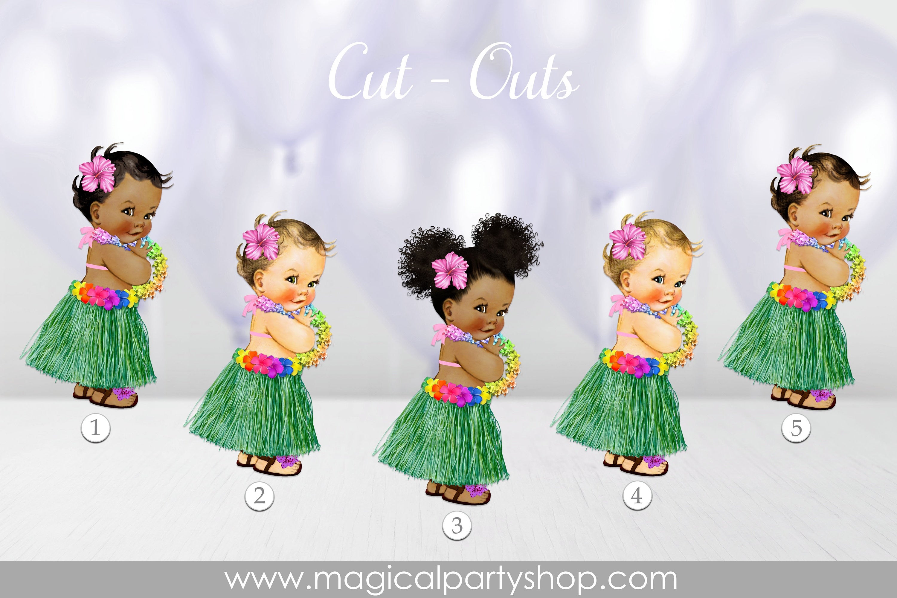 Baby Shower Centerpiece Princess Luau Grass Skirt | Vintage Baby Girl African American