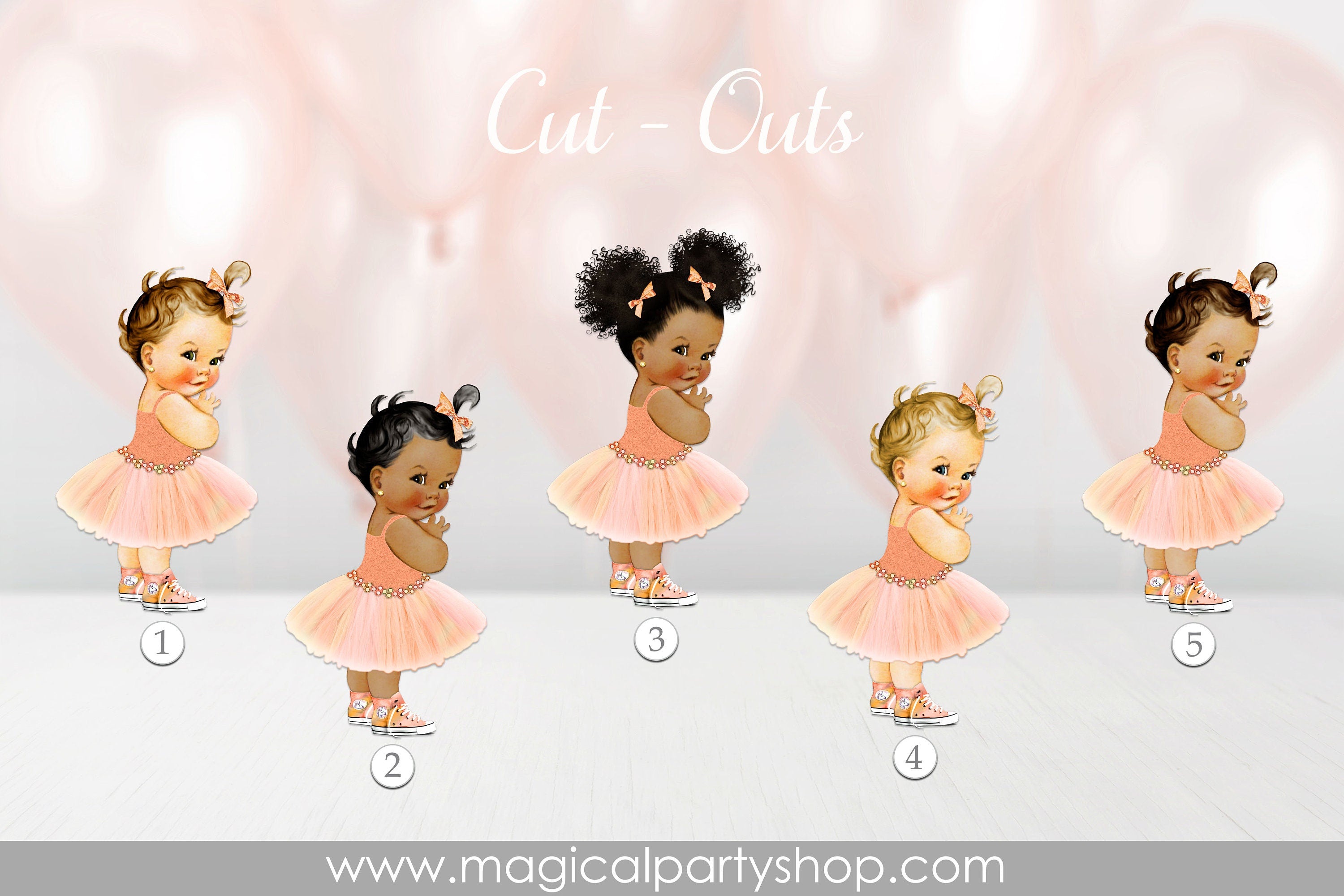 Baby Shower Centerpiece Princess Ballerina and Bows | Vintage Baby Girl African American