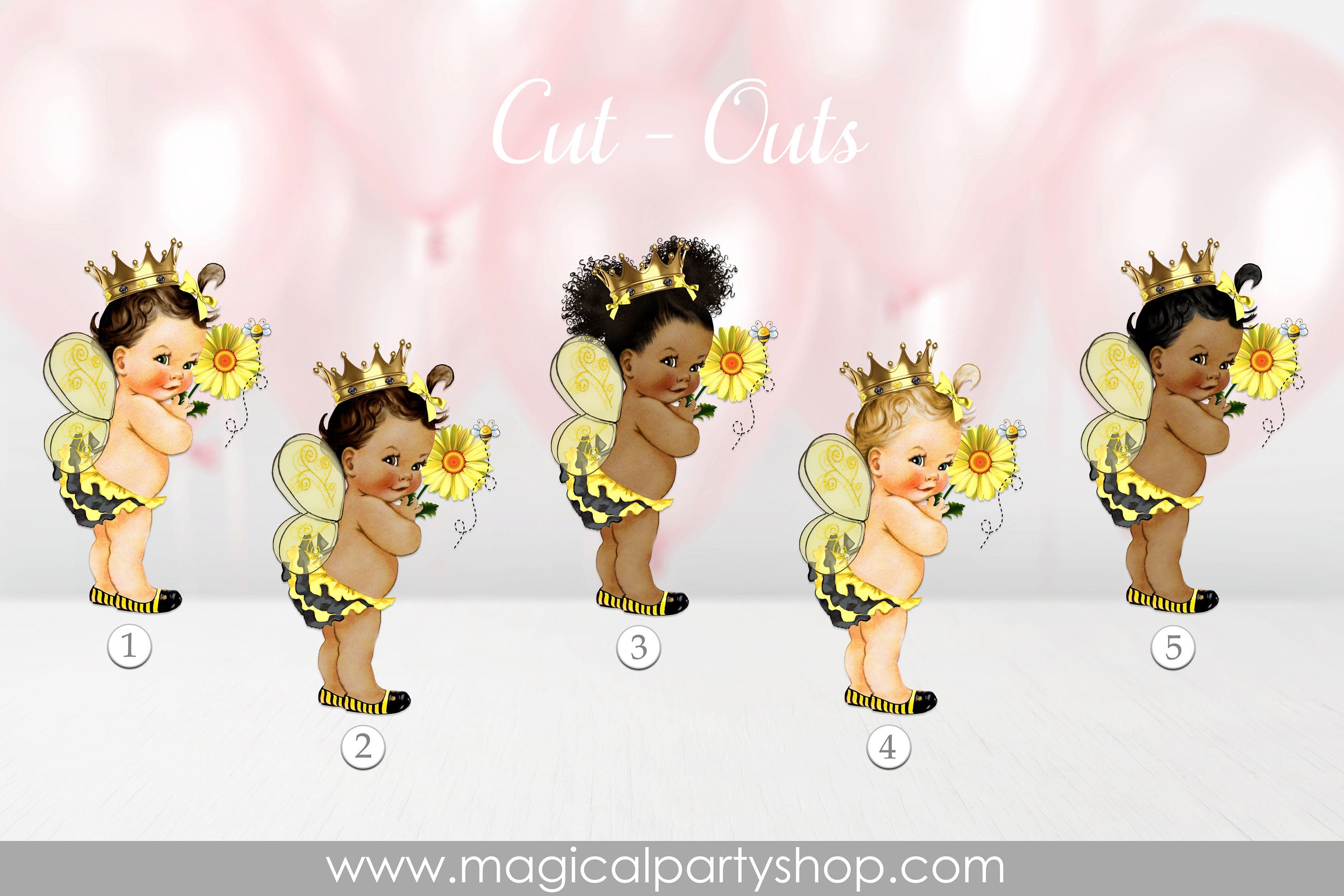 Baby Shower Centerpiece Queen Bee Princess Ruffle Pants Yellow Black Bee Wings Gold Crown | Vintage Baby Girl African American