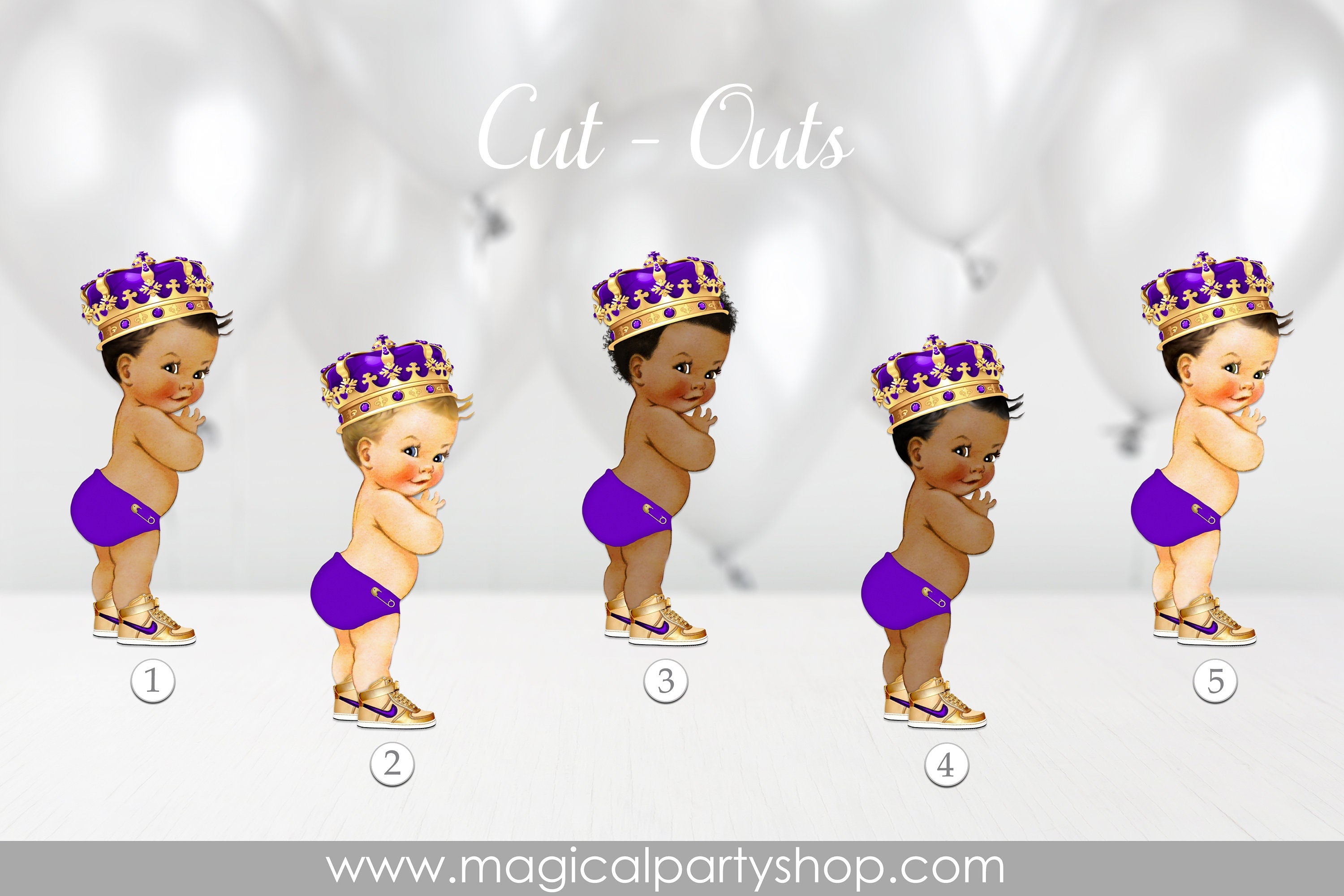 Purple and Gold Prince African American | Purple Baby Shower Cupcake Toppers | Purple Prince Centerpiece