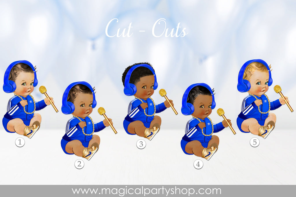 Baby Shower Centerpiece Prince Hip Hop Baby Girl | Vintage Baby Boy African American | Hip Hop Baby Shower | Black Gold Jacket DJ | Blue