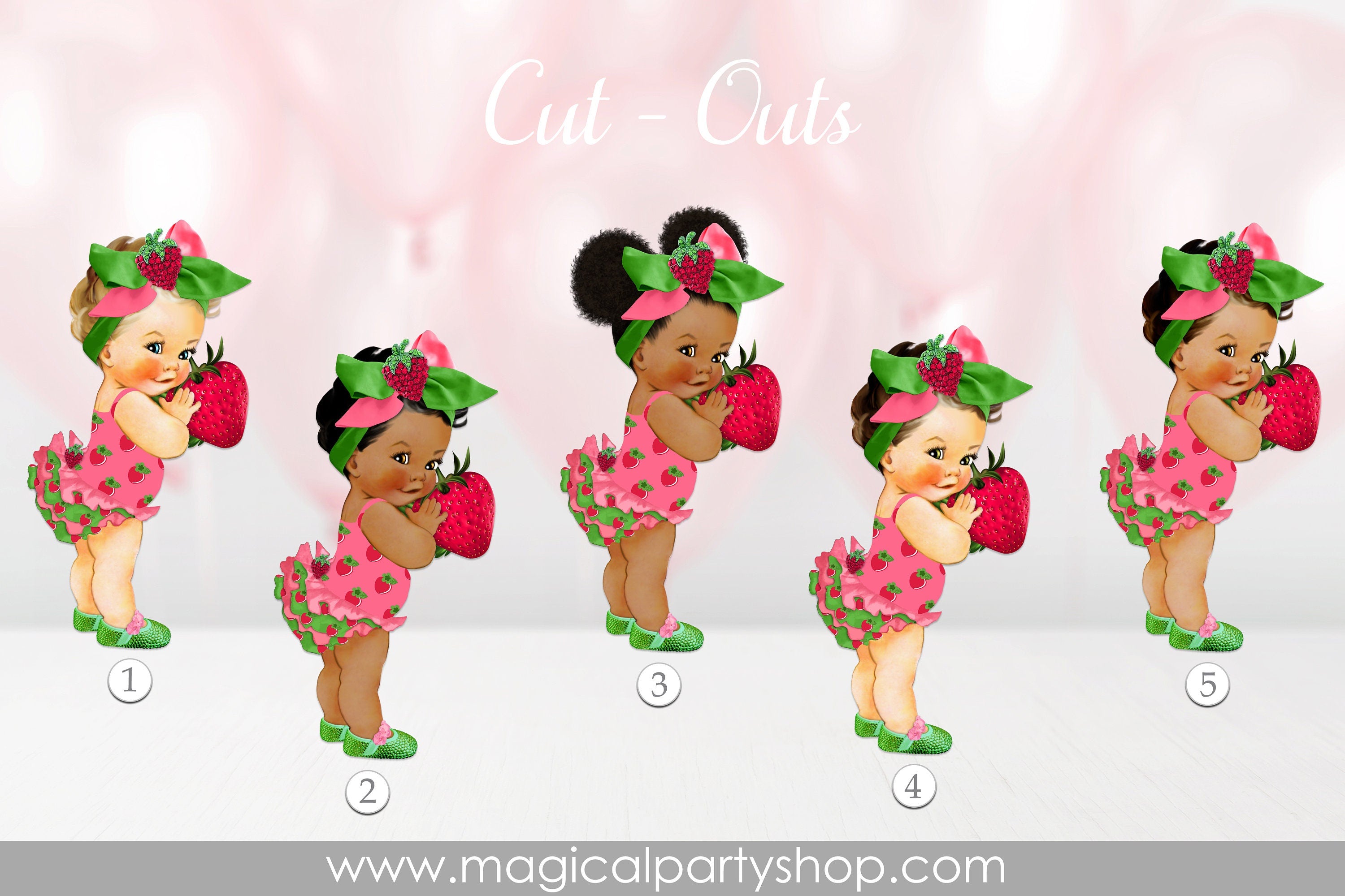 Baby Shower Centerpiece Princess Strawberry Summer | Vintage Baby Girl African American | Strawberry  | First Birthday