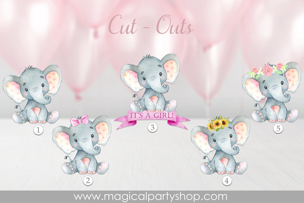 Elephant Baby Shower Centerpiece | Elephant Party Decor | Elephant Cupcake Toppers | Girl Baby Shower | Sunflowers