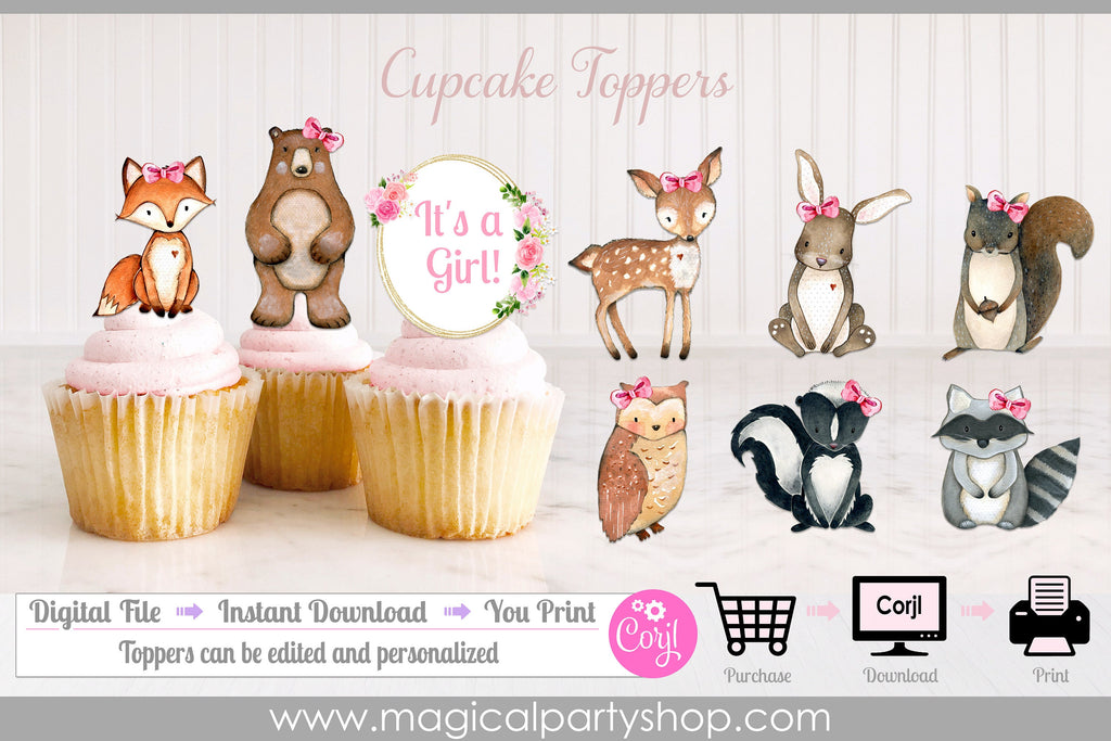 Woodland Baby Shower | Party Decor | Woodland Rustic Forest Animals Baby Shower Favors | Wild One Birthday | Pink | Girl | First Birthday