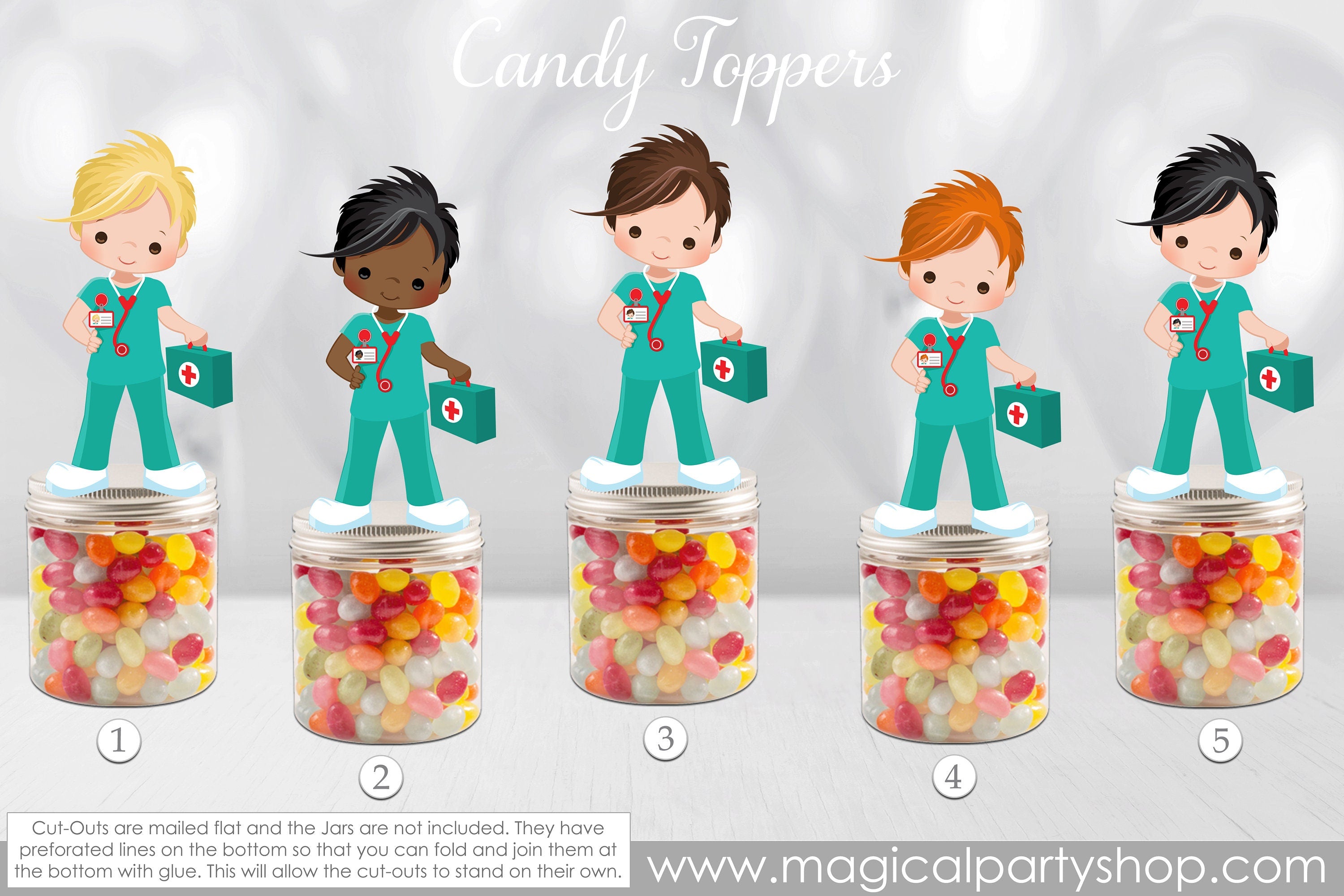 Nurses and Doctors Party Favor Toppers | Nurse Party Decorations | Candy toppers | Candy Buffet | Celebrate Nurses and Doctors