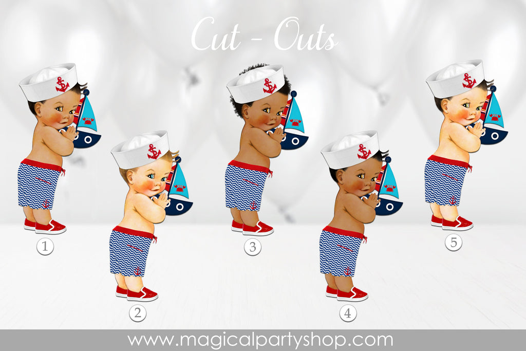 Nautical Little Prince Sailor Navy Prince African American | Navy Blue Baby Shower Cupcake Toppers | Blue Prince Centerpiece | Its a Boy