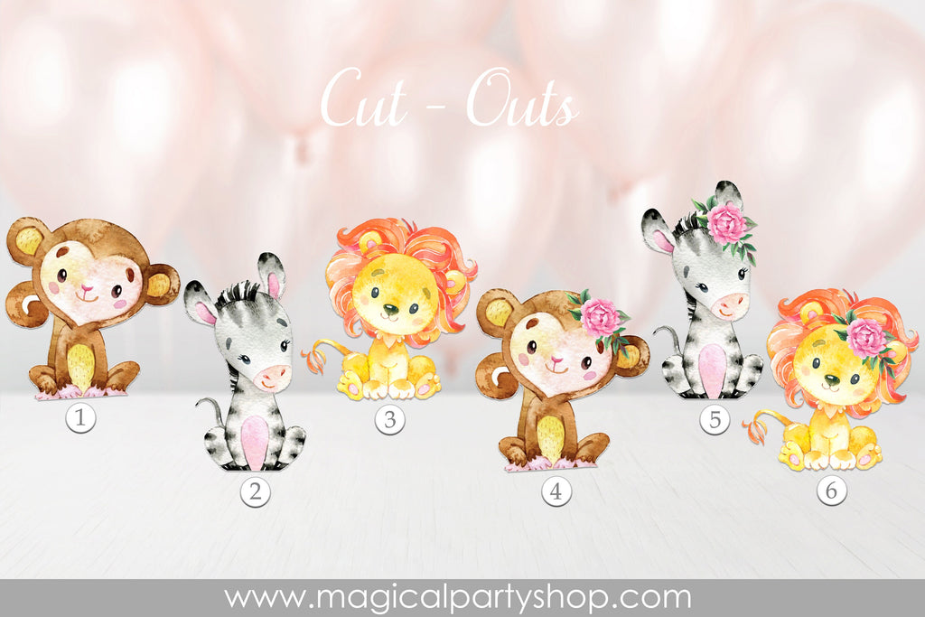 Animal Baby Shower Centerpiece | Animal Party Decor | Animal Cupcake Toppers | Wild One Party | Its a Girl Animal Baby Shower | 1st Birthday