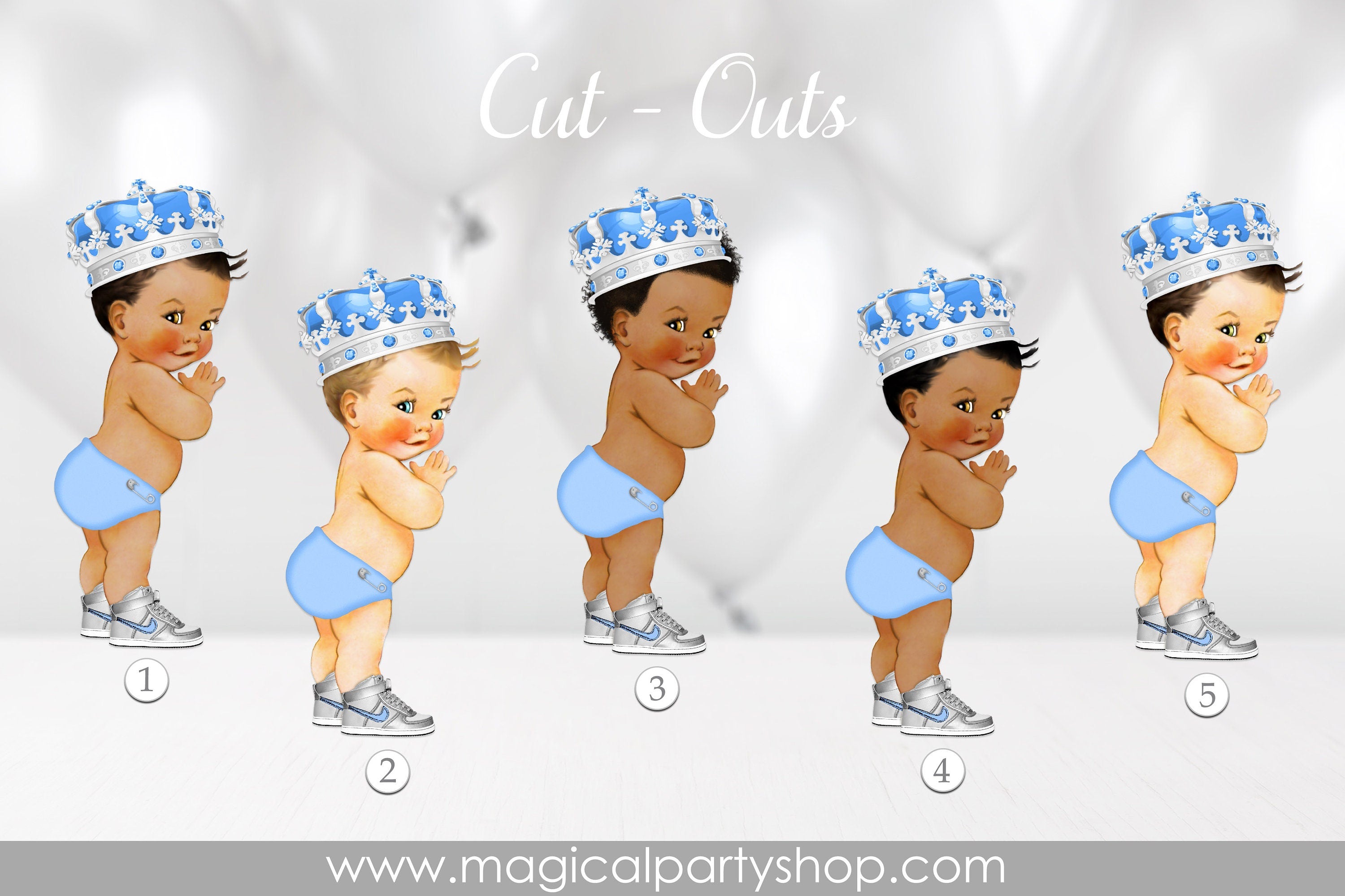 Blue Prince African American | Baby Blue Baby Shower Cupcake Toppers | Royal Light Blue Prince Centerpiece | Its a Boy | First Birthday