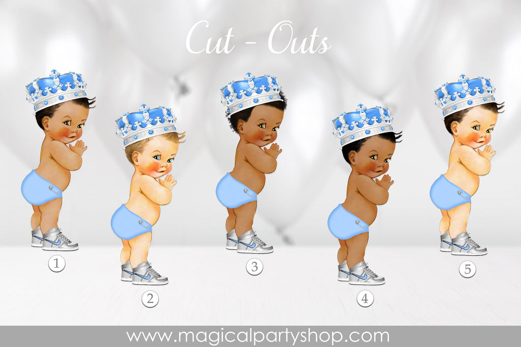 Blue Prince African American | Baby Blue Baby Shower Cupcake Toppers | Royal Light Blue Prince Centerpiece | Its a Boy | First Birthday