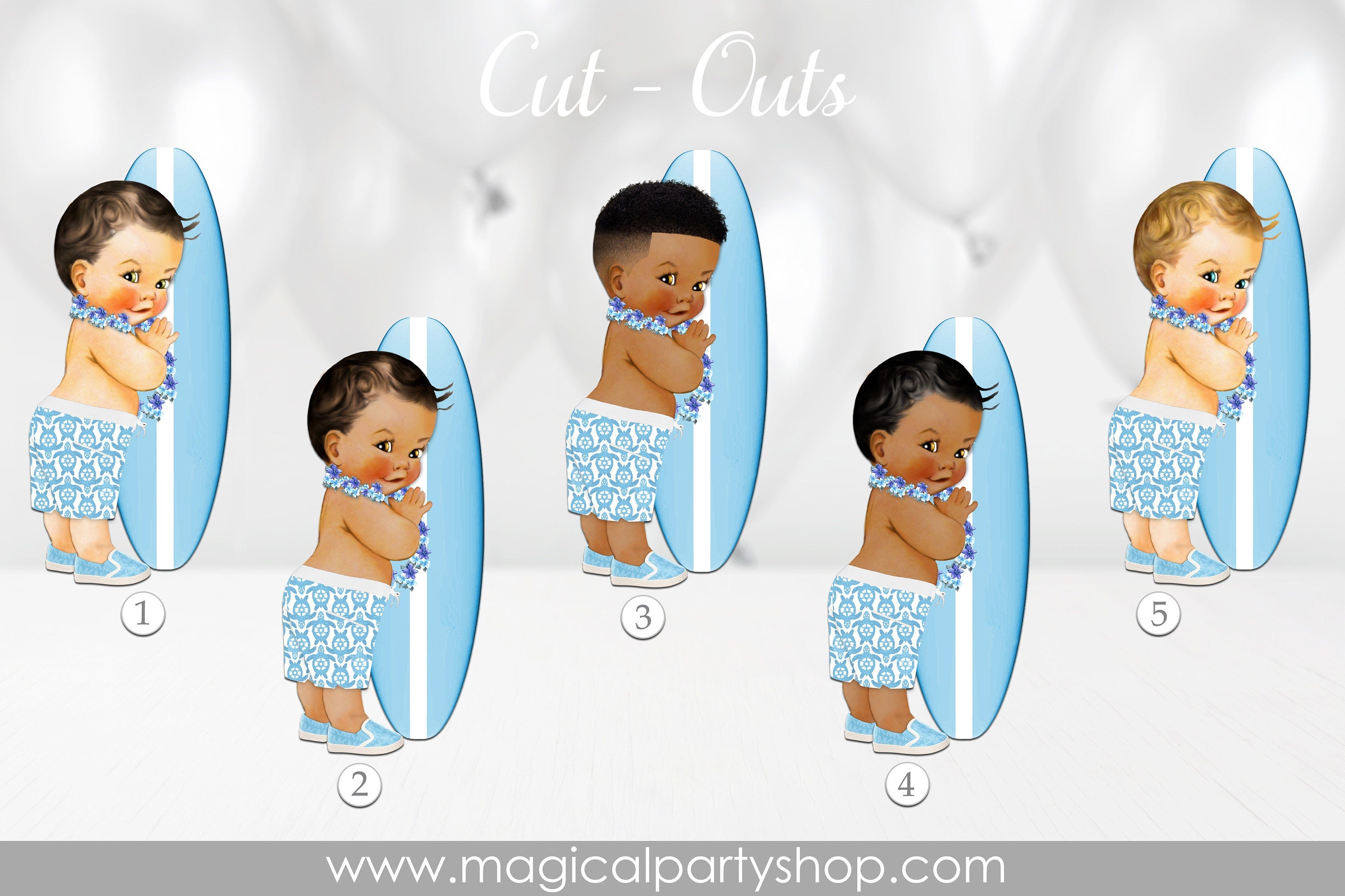 Prince Tropical Hibiscus Shorts Luau African American | Royal Blue Baby Shower Cupcake Toppers | Royal Blue Prince Centerpiece