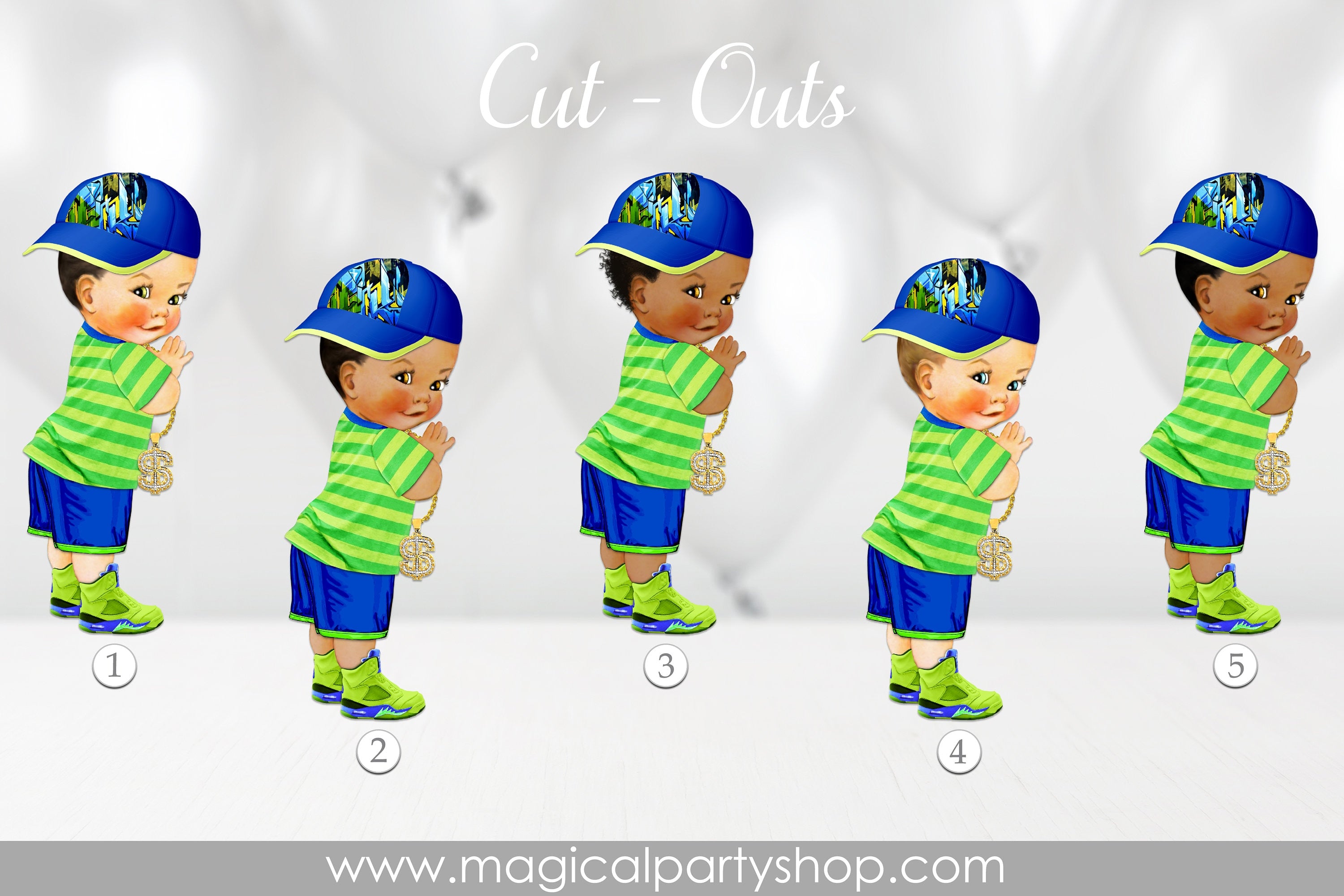 Fresh Baby | African American | Royal Blue Baby Shower Cupcake Toppers | Royal Blue Prince Centerpiece | Green and Blue Sneakers | Prince
