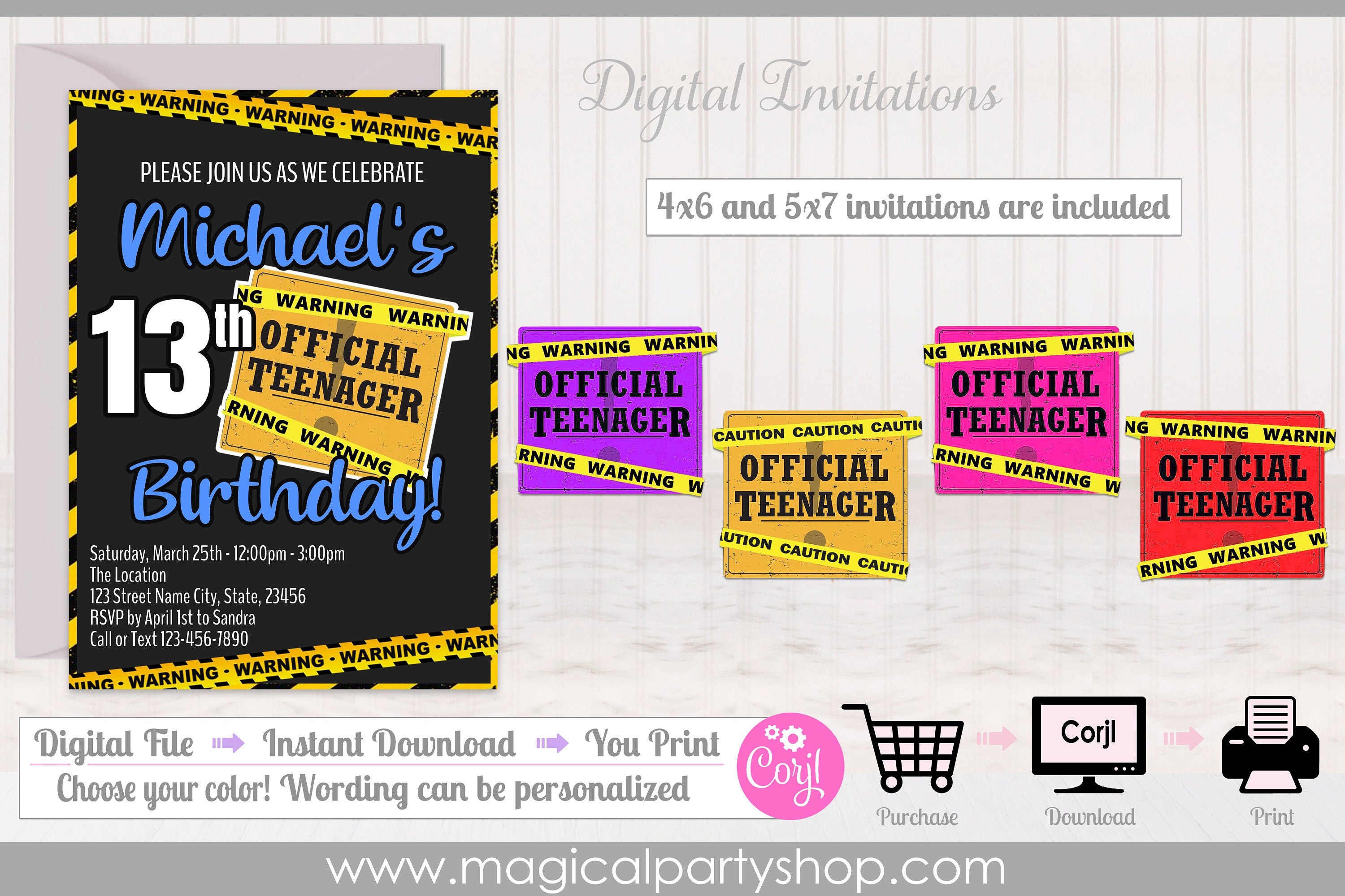Official Teenager Invitation | 13th Birthday Digital Invitation | Thirteenth Birthday Party | Official Teenager Party | Editable