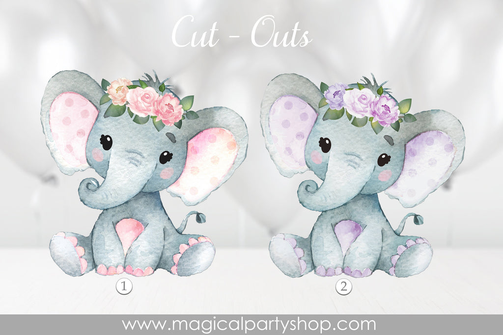 Elephant Baby Shower Centerpiece | Elephant Party Decor | Elephant Cupcake Toppers | Girl Baby Shower | Sunflowers