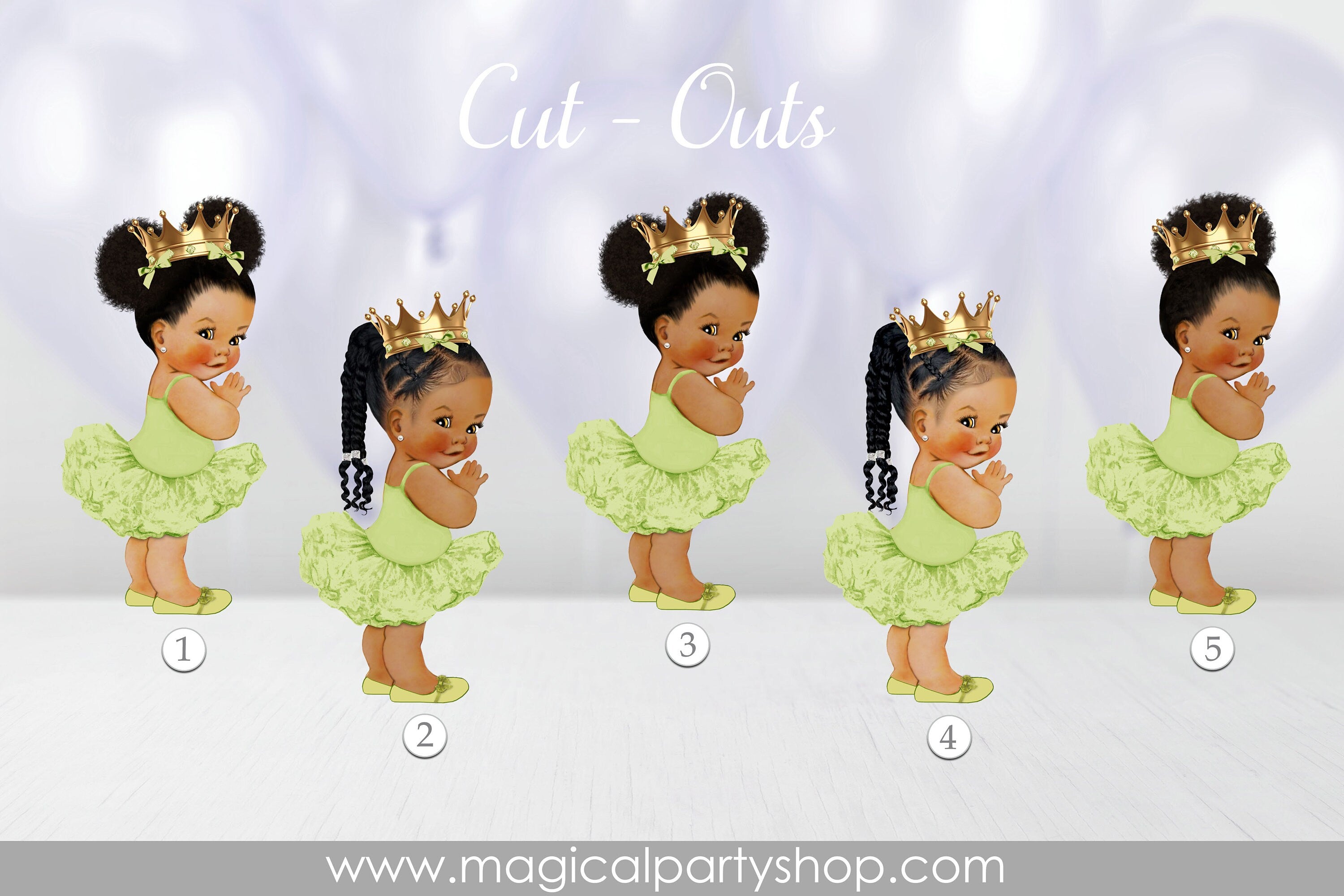 Baby Shower Centerpiece Princess Ballerina Green Ruffles and Gold Crown | Spring | Vintage Baby Girl African American