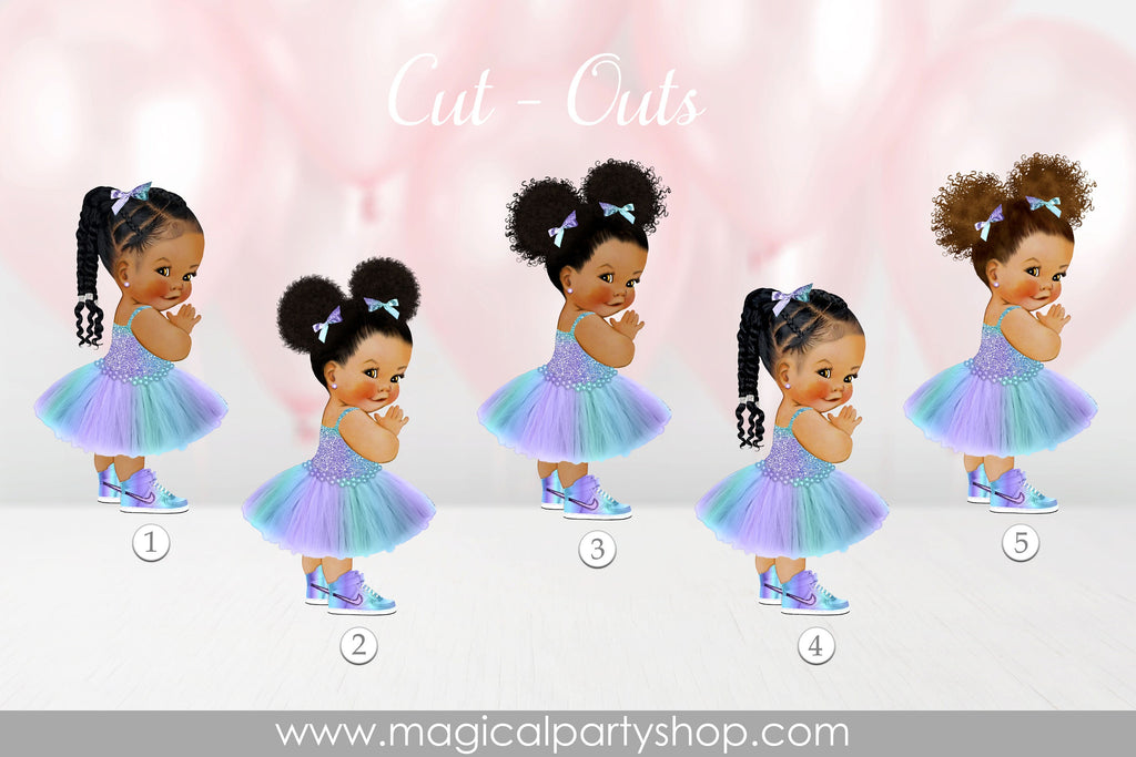 Baby Shower Centerpiece Princess Lavender and Turquoise | Vintage Baby Girl African American